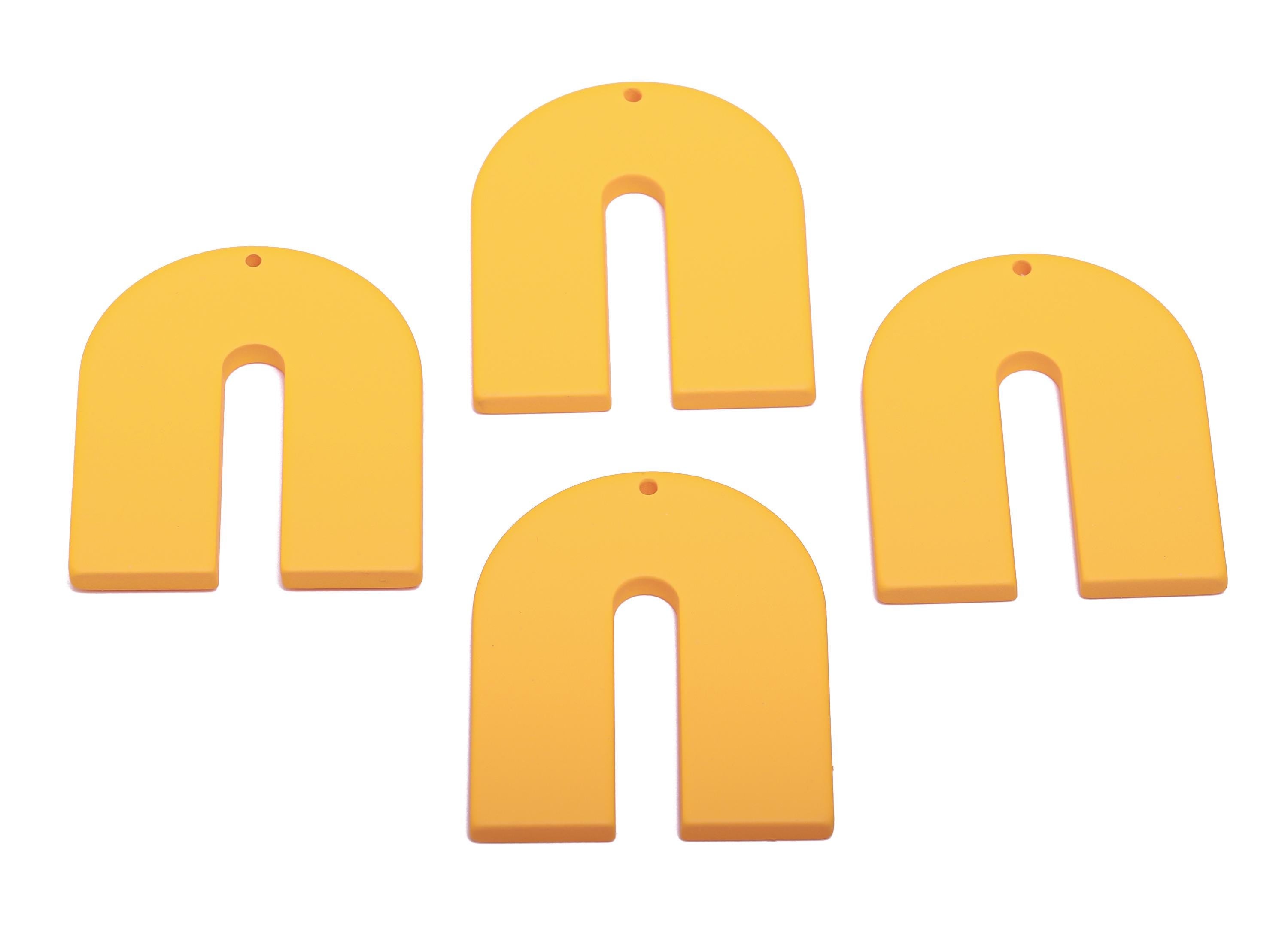 Acrylic Horseshoe Earring Charm - Matte Yellow U Shape Geometric Pendant - Jewelry Making - Color Code: A1057 - 40.7x33.6x3mm - AC3662-A1057 - DOMEDBAZAAR