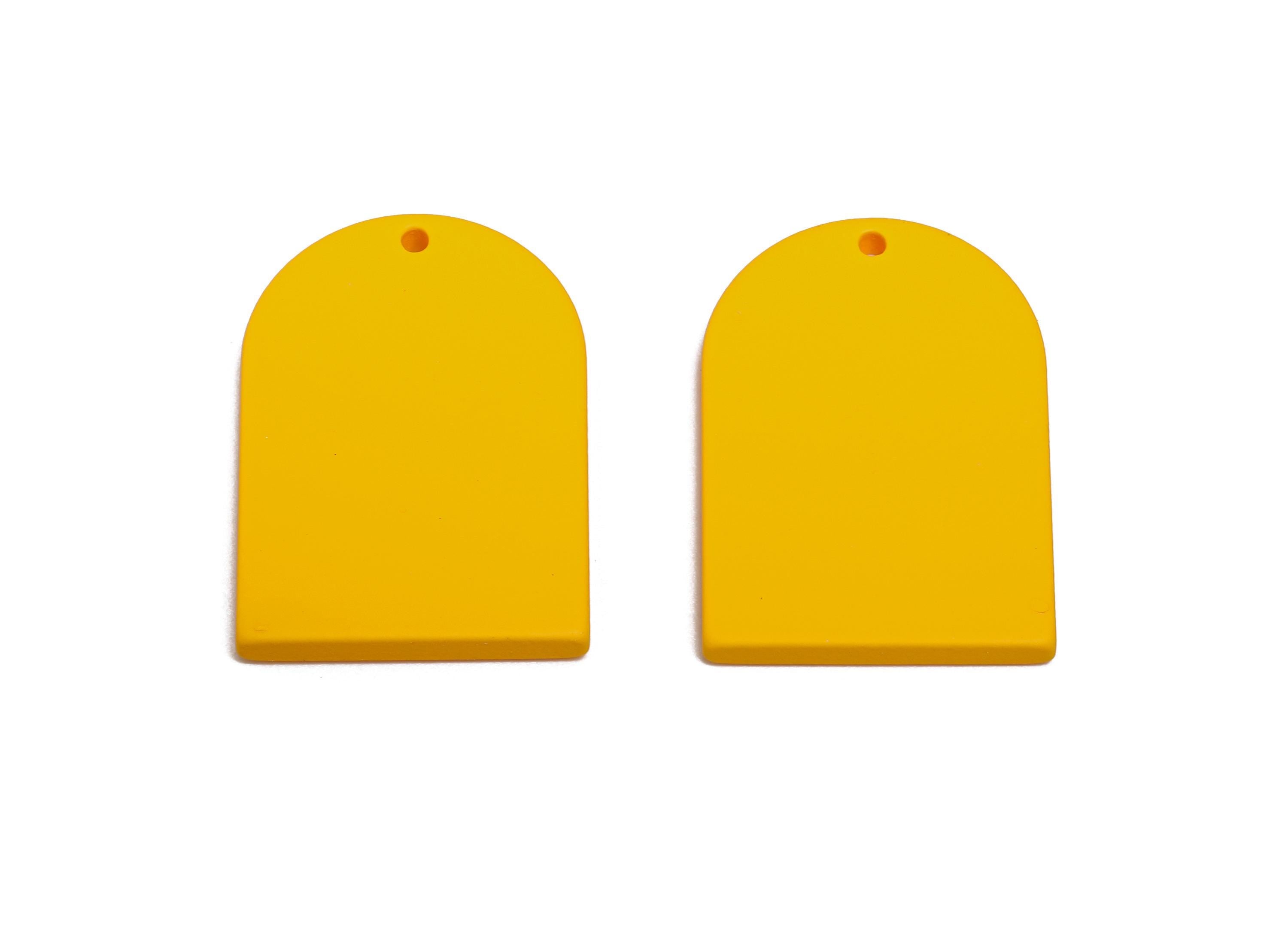 Acrylic Arch Pendant - Yellow Matte Arch Pendant - Lightweight Flat DIY Acrylic Earring Piece - Color Code: A1057 - 30x21x2mm- AC3670-A1057 - DOMEDBAZAAR