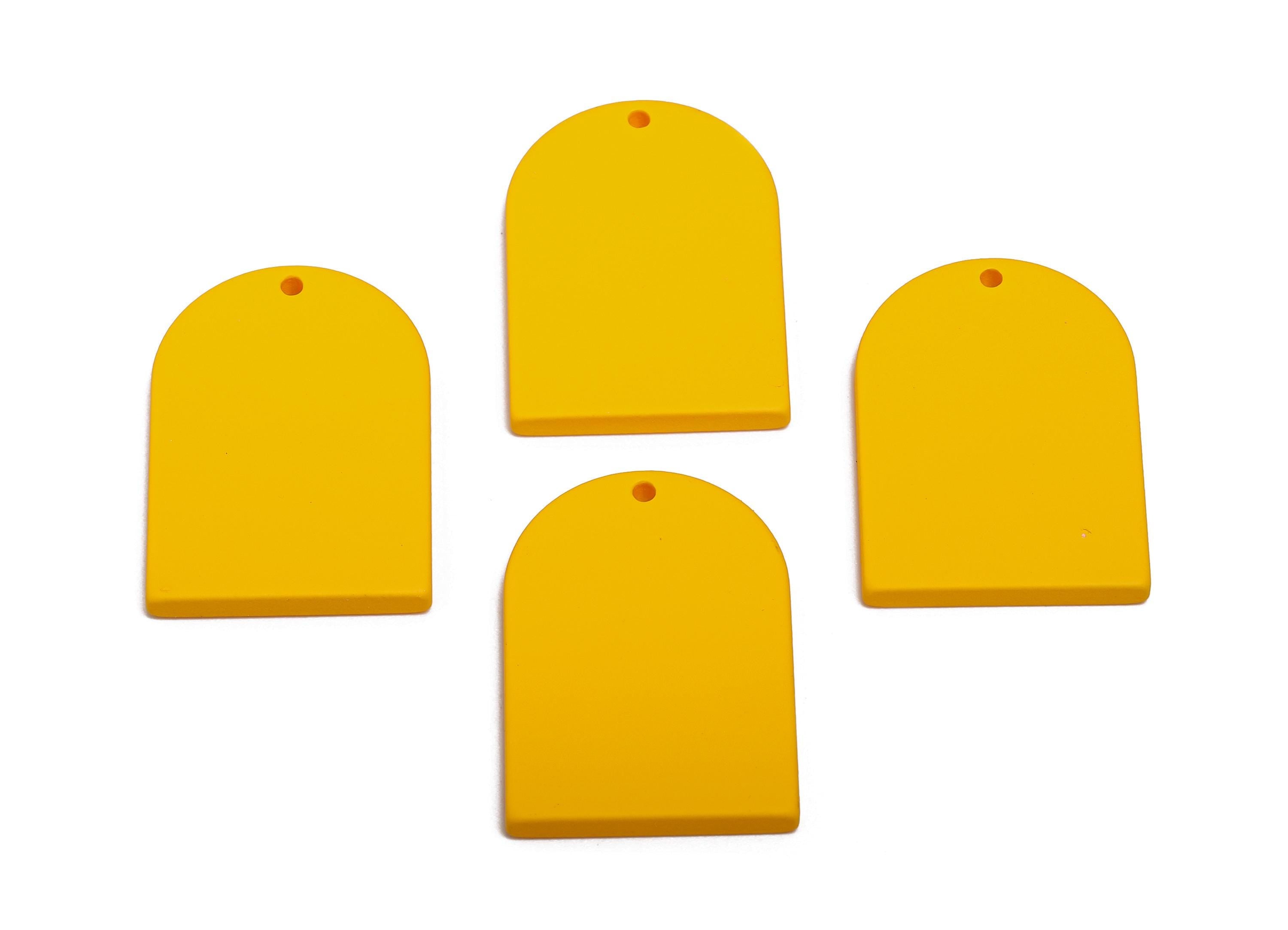 Acrylic Arch Pendant - Yellow Matte Arch Pendant - Lightweight Flat DIY Acrylic Earring Piece - Color Code: A1057 - 30x21x2mm- AC3670-A1057 - DOMEDBAZAAR