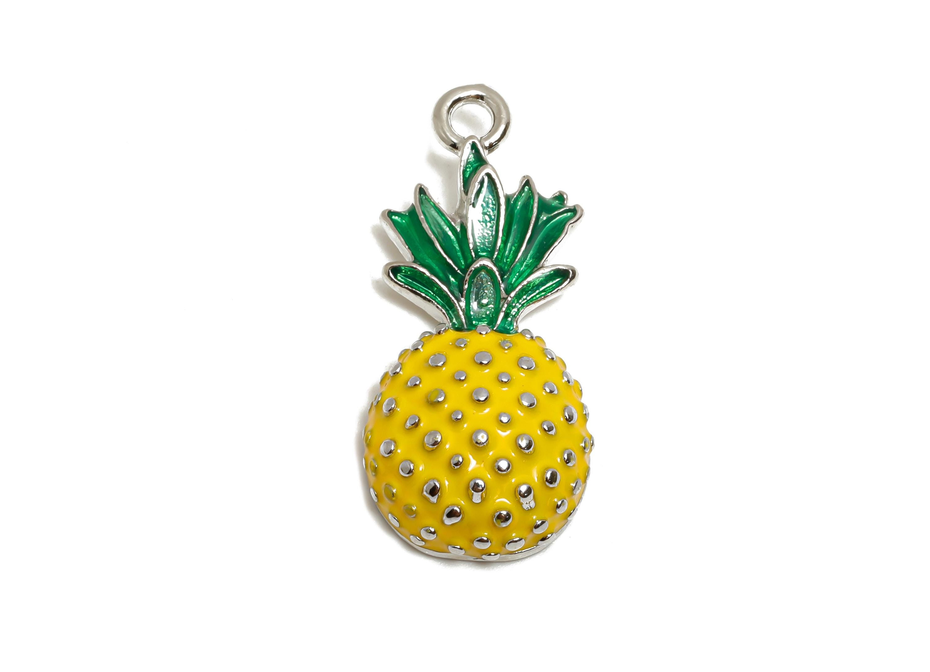 Alloy Enamel Pineapple Charm - Colorful Pineapple Jewelry Charm - Enamel Fruit Accessory - Metal Craft Jewelry Making - 30.1x13.5x7mm-AC3526 - DOMEDBAZAAR
