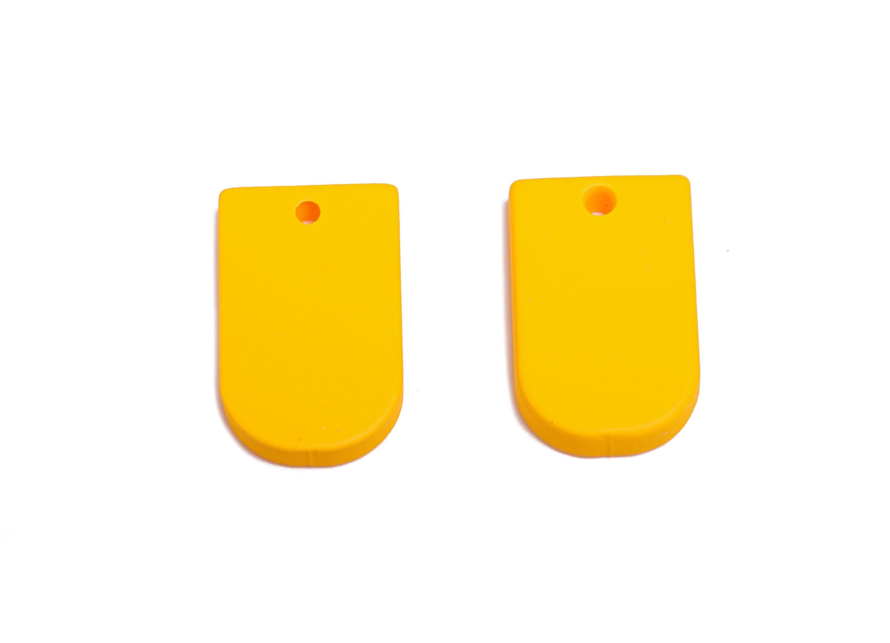Acrylic Long D Shape Earring Charm - Matte Yellow Geometric Pendant - Jewelry Making - Color Code: A1057 - 19.92x12.1x3mm - AC3656-A1057 - DOMEDBAZAAR