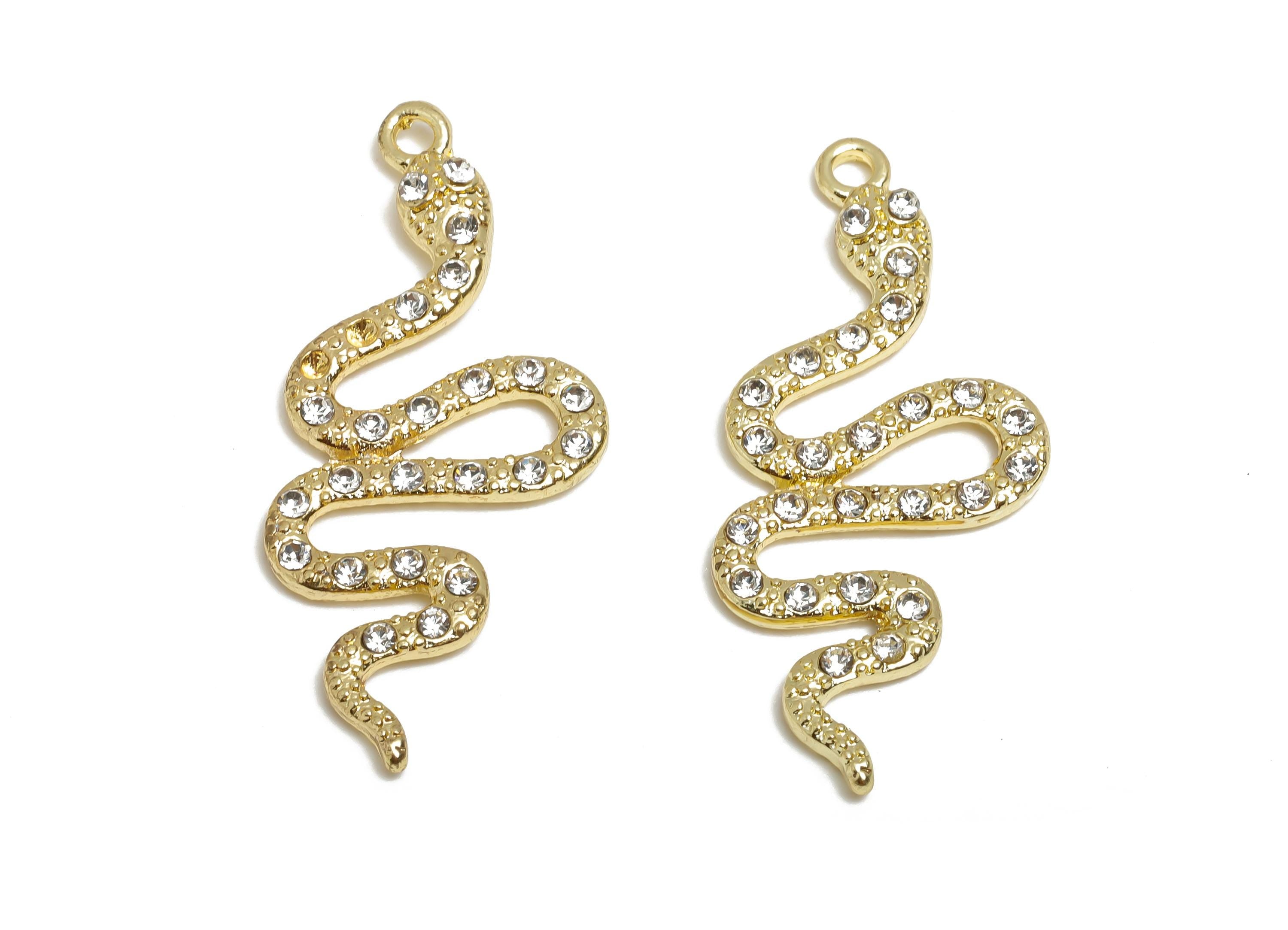 Alloy Snake Charm Pendant - Alloy Serpent Pendant Bling - DIY  Crystal Snake Jewelry Supply - Craft Jewelry Making - 40x16.9x2.32mm-AC3529 - DOMEDBAZAAR