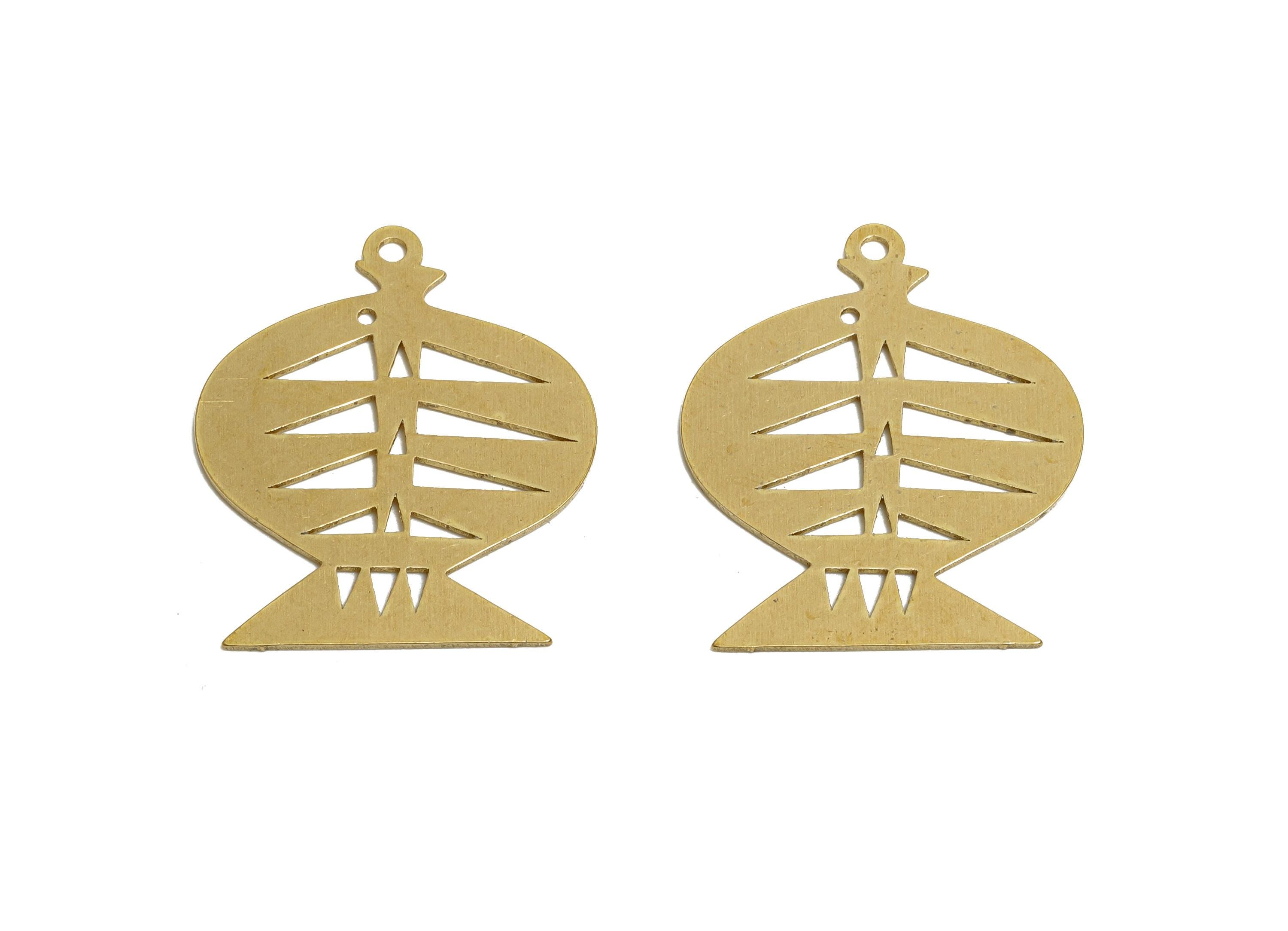 Raw Brass Fish Pendant - Brass Hollow Marine Life Charm - Hollow Cute Fish Cut Brass Charm - Nature Jewelry Making - 24x20x0.8mm - PP11506 - DOMEDBAZAAR