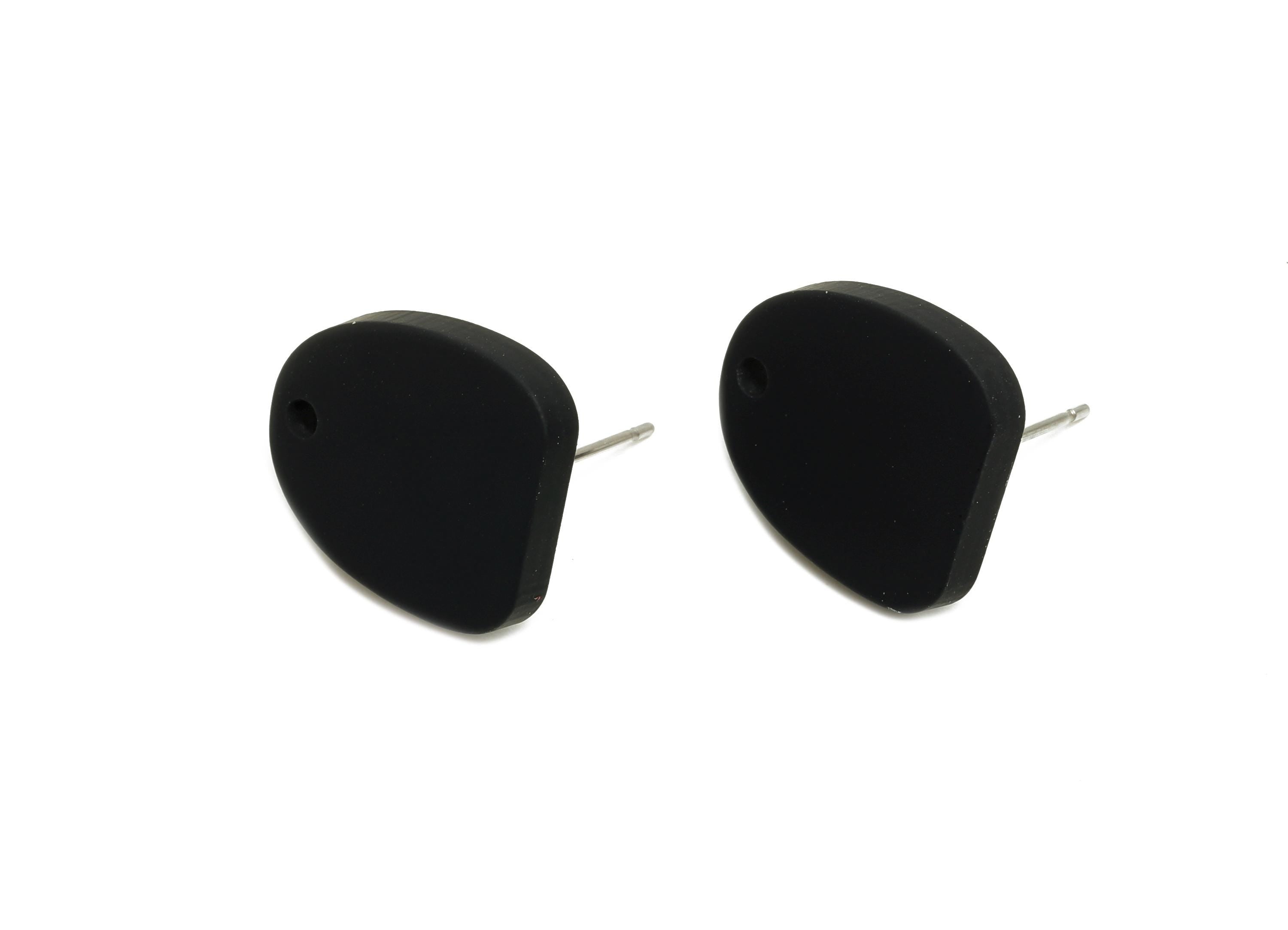 Acrylic Black Earrings Connector - Modern Matte Geometric Earring Base - Craft Making Earring - Color Code: A1052 - 16x14x2mm - AC3652-A1052 - DOMEDBAZAAR