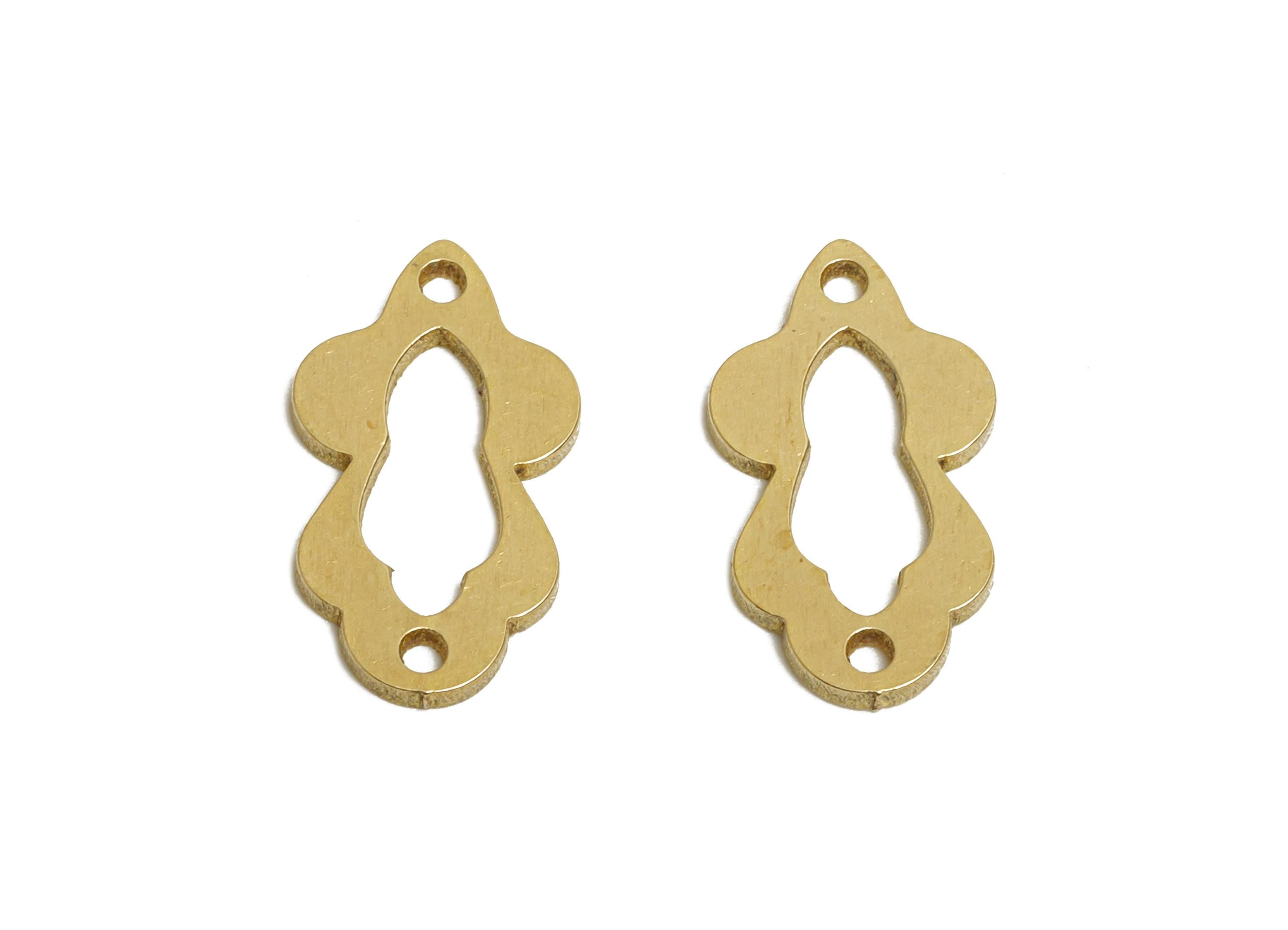 Small Brass Connector - Laser Cut Raw Brass Component - Geometric Lightweight Brass Charm - DIY Jewelry Supply - 15x8.5x1mm - PP11513 - DOMEDBAZAAR