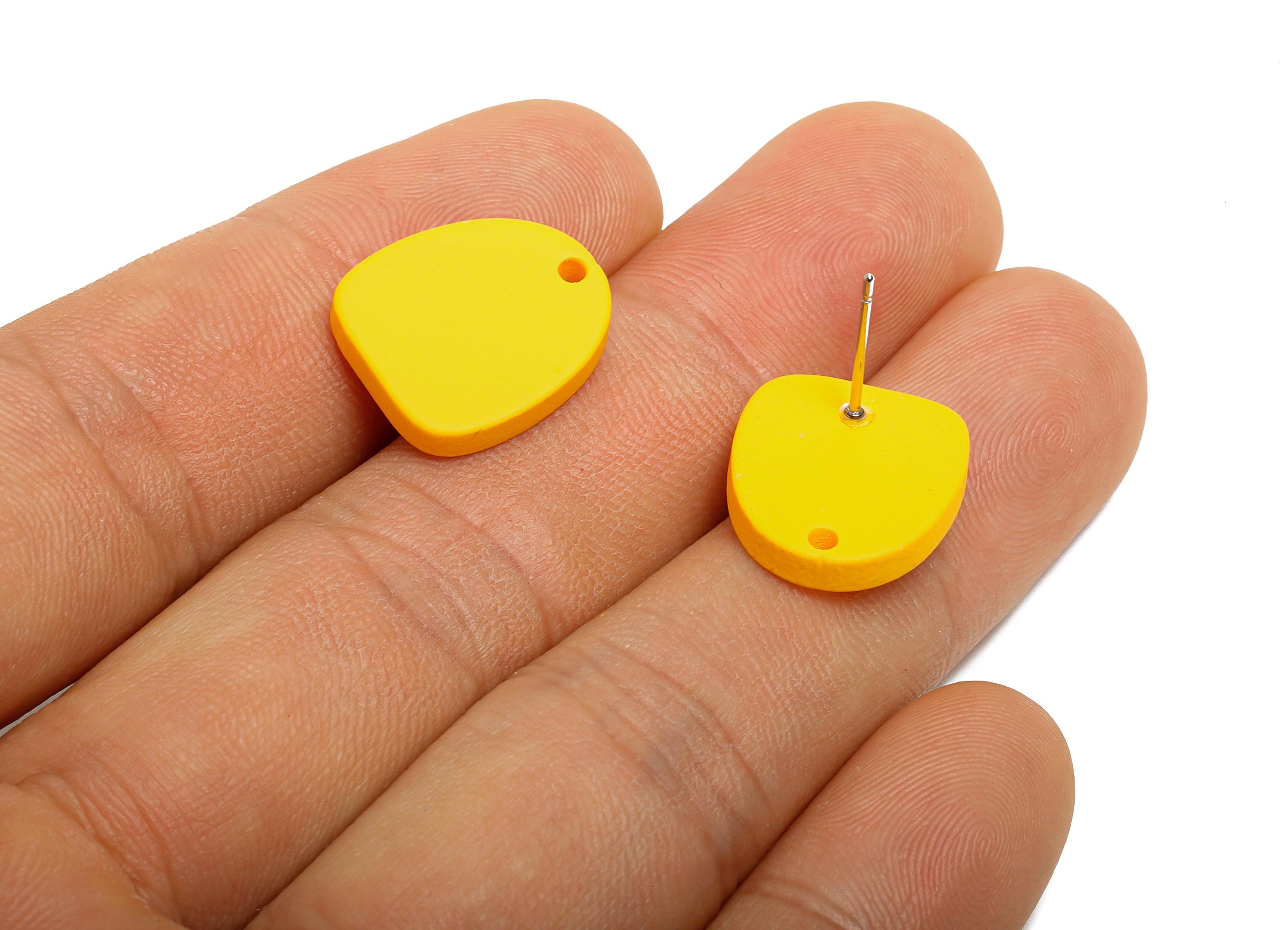 Acrylic Yellow Earrings Connector - Modern Matte Geometric Earring Base - Craft Making Earring - Color Code: A1057 - 16x14x2mm- AC3652-A1057 - DOMEDBAZAAR