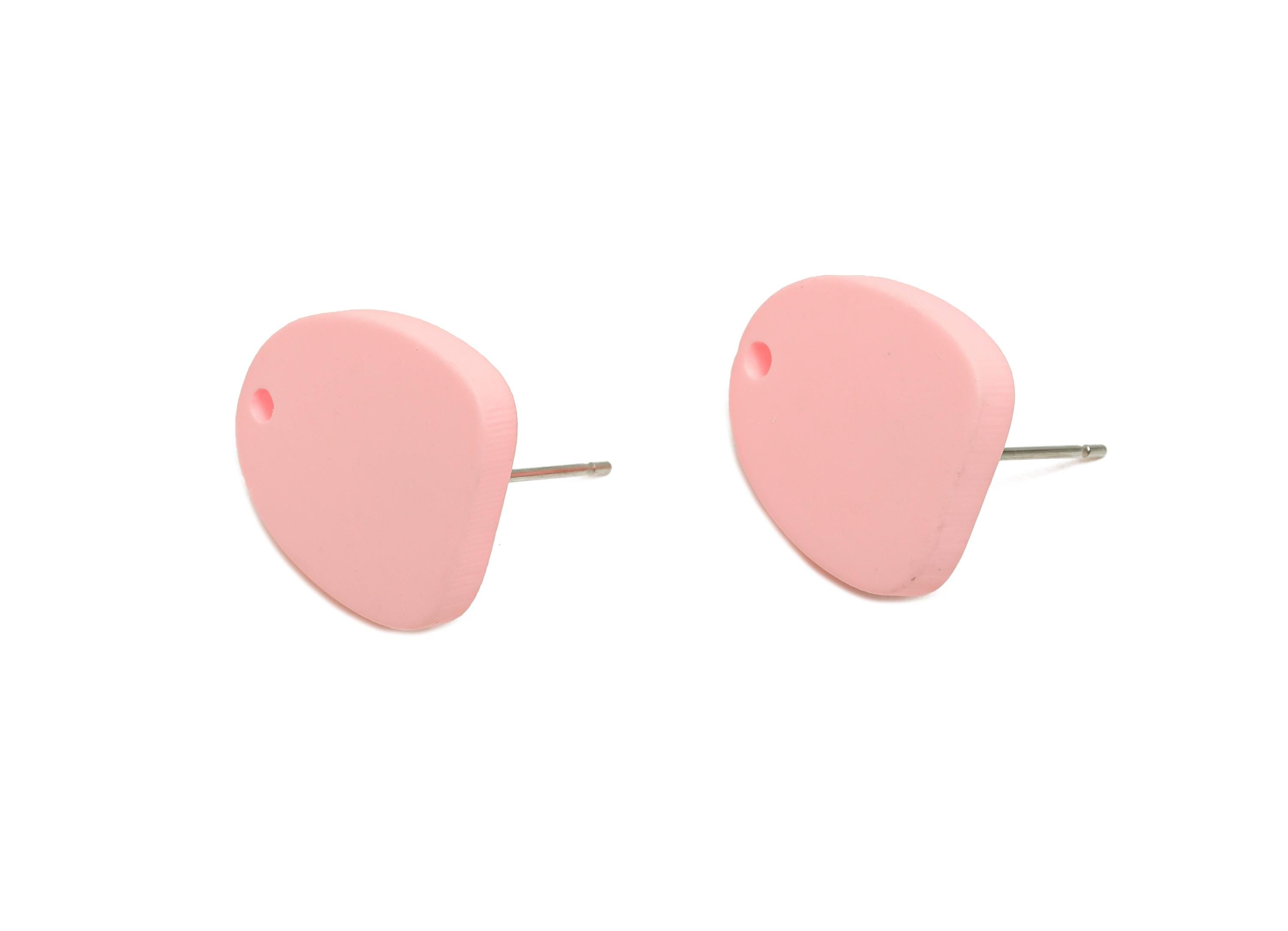 Acrylic Pink Earrings Connector - Modern Matte Geometric Earring Base - Craft Making Earring - Color Code: A1061 - 16x14x2mm - AC3652-A1061 - DOMEDBAZAAR