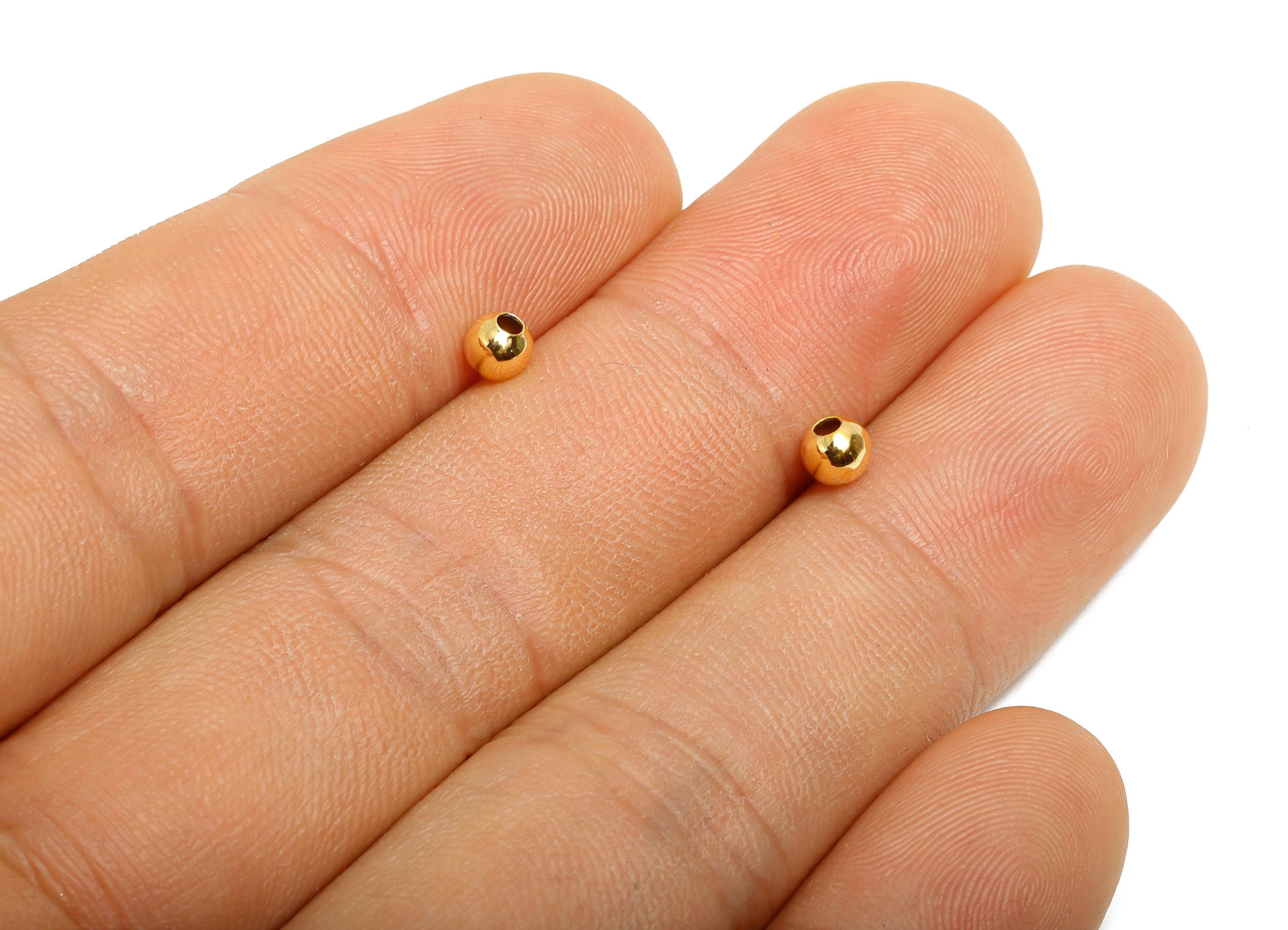 3mm Brass Spacer Beads - Gold Brass Accent Beads for Jewelry Making - Smooth Round Bead - Craft Supplies - 18K Real Gold Plated - RGP11110 - DOMEDBAZAAR