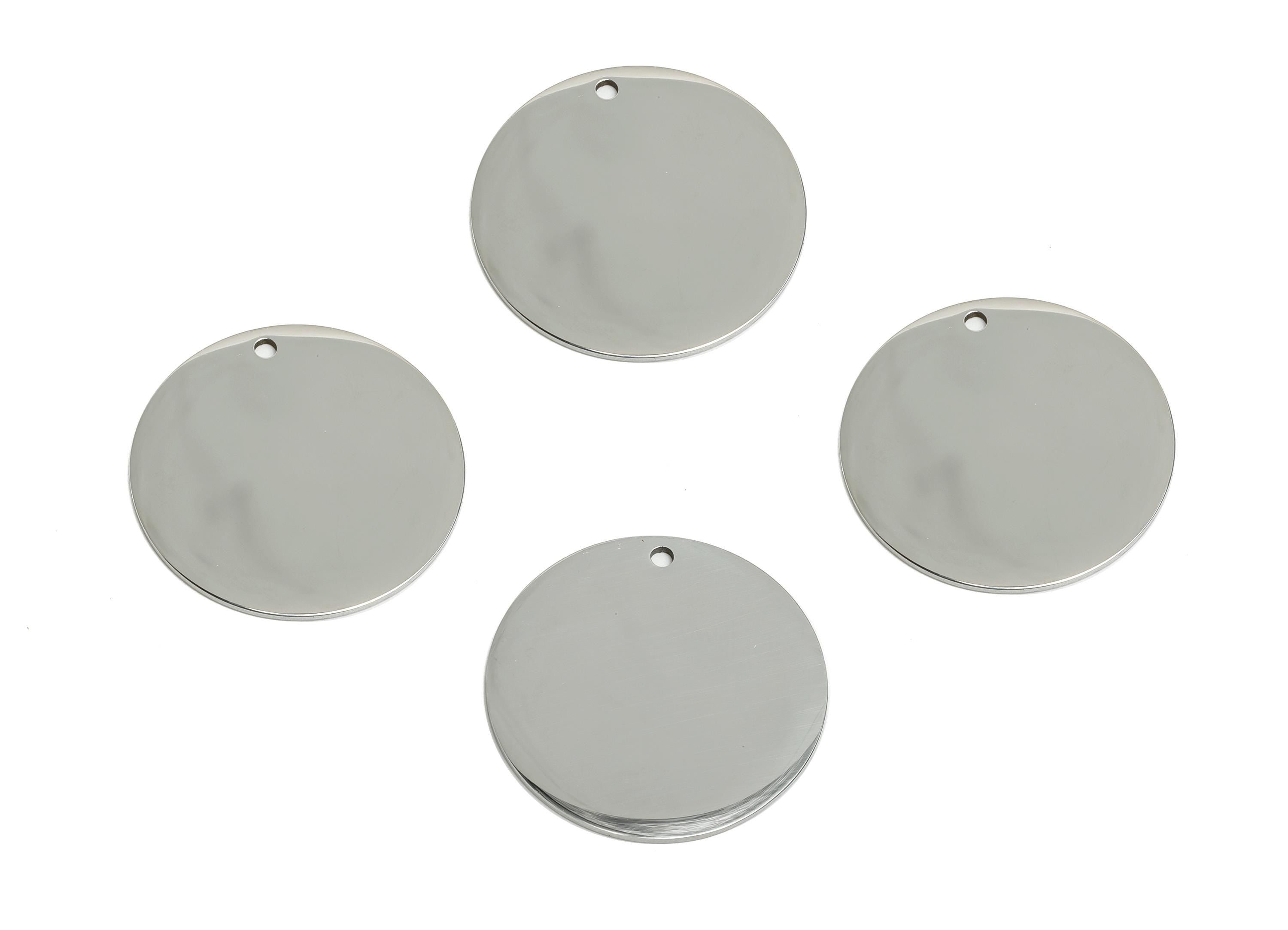 Stainless Steel Blank Pendant - Polished Circle Steel Charm - Minimalist Metal DIY Jewelry Supply - Flat Round Jewelry - 26x26x0.9mm-SS2772 - DOMEDBAZAAR