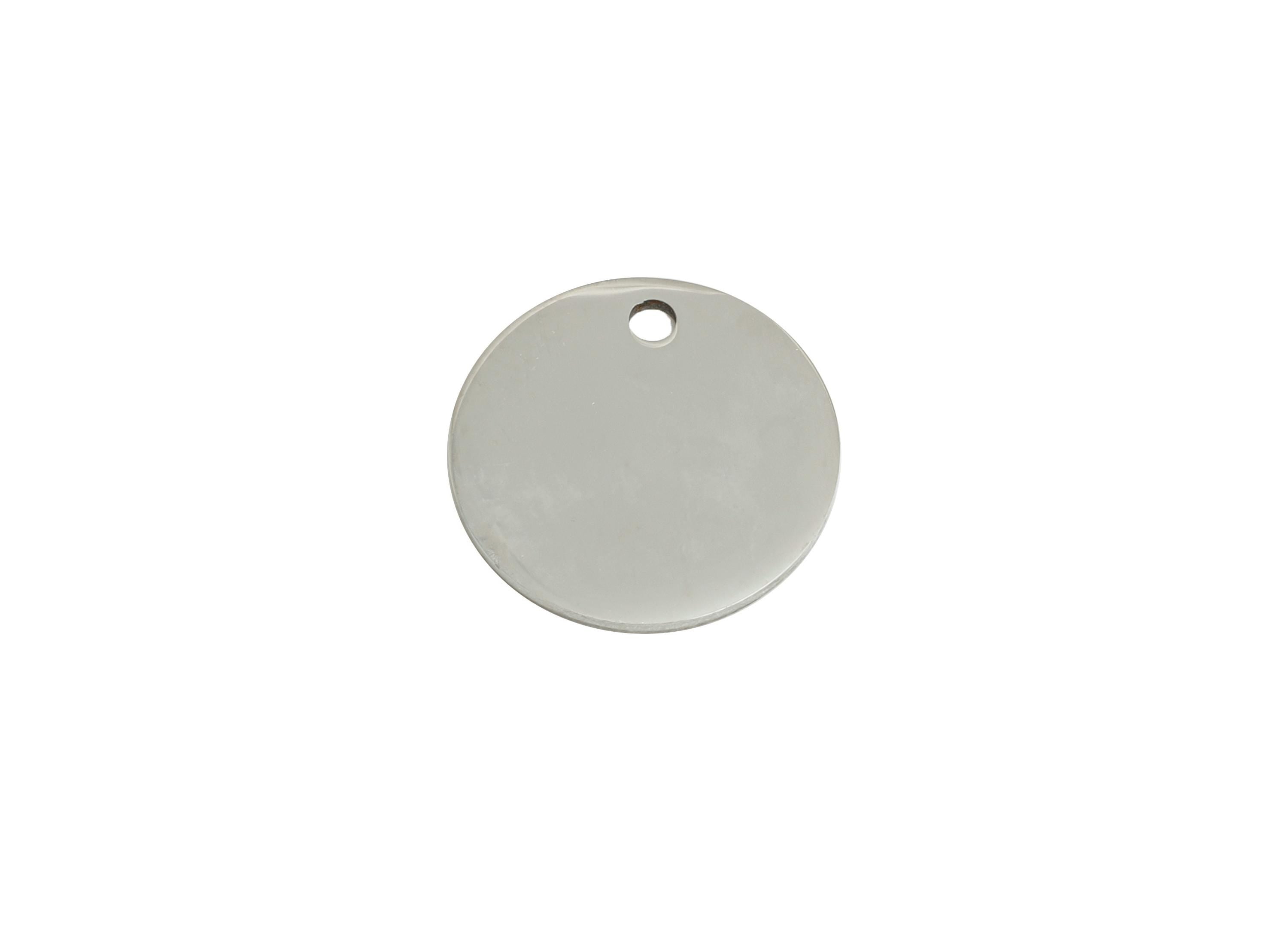 Stainless Steel Blank Pendant - Polished Circle Steel Charm - Minimalist Metal DIY Jewelry Supply - Flat Round Jewelry - 14x14x0.9mm -SS2773 - DOMEDBAZAAR