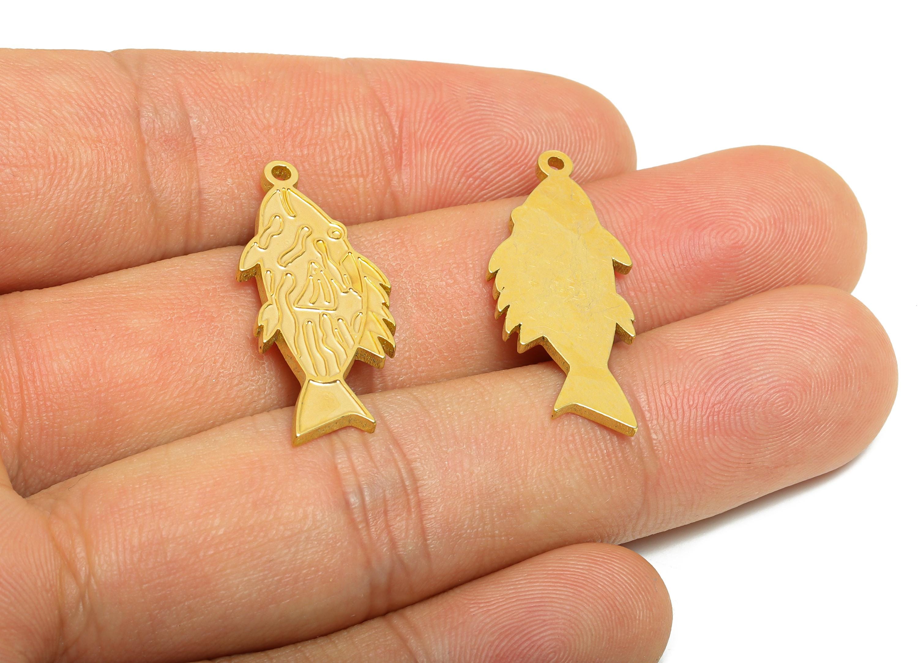 Raw Brass Fish Charm - Textured Marine Life Pendant - Customizable Abstract Sea Life Charm - DIY Jewelry Ocean Theme - 27x12x1.5mm - PP11449 - DOMEDBAZAAR