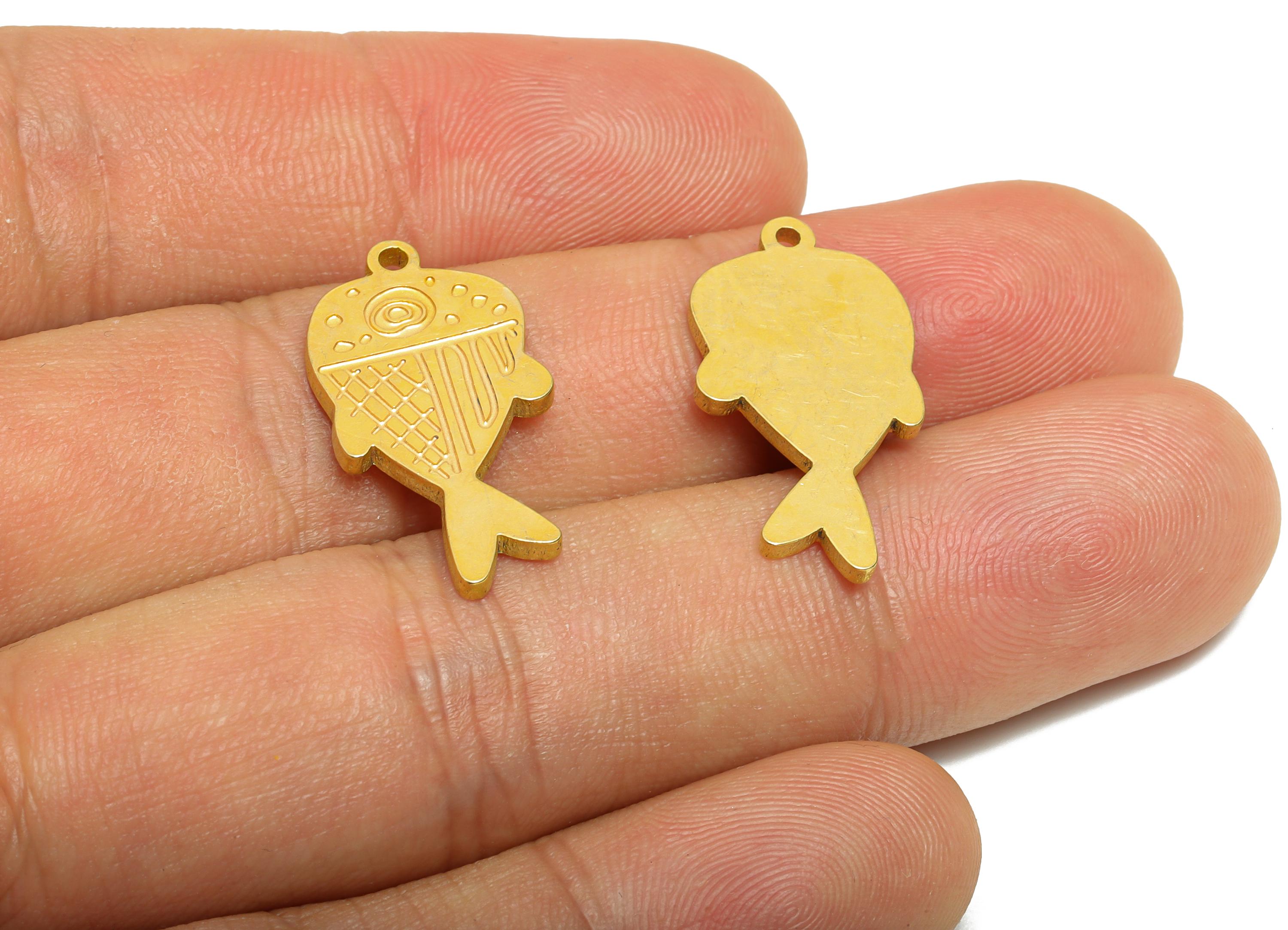 Brass Engraved Fish Pendant - Cute Marine Life Pendant - Customizable Laser Cut Charm - Whimsical Fish Charm - 24x12.77x1.5mm - PP11445 - DOMEDBAZAAR