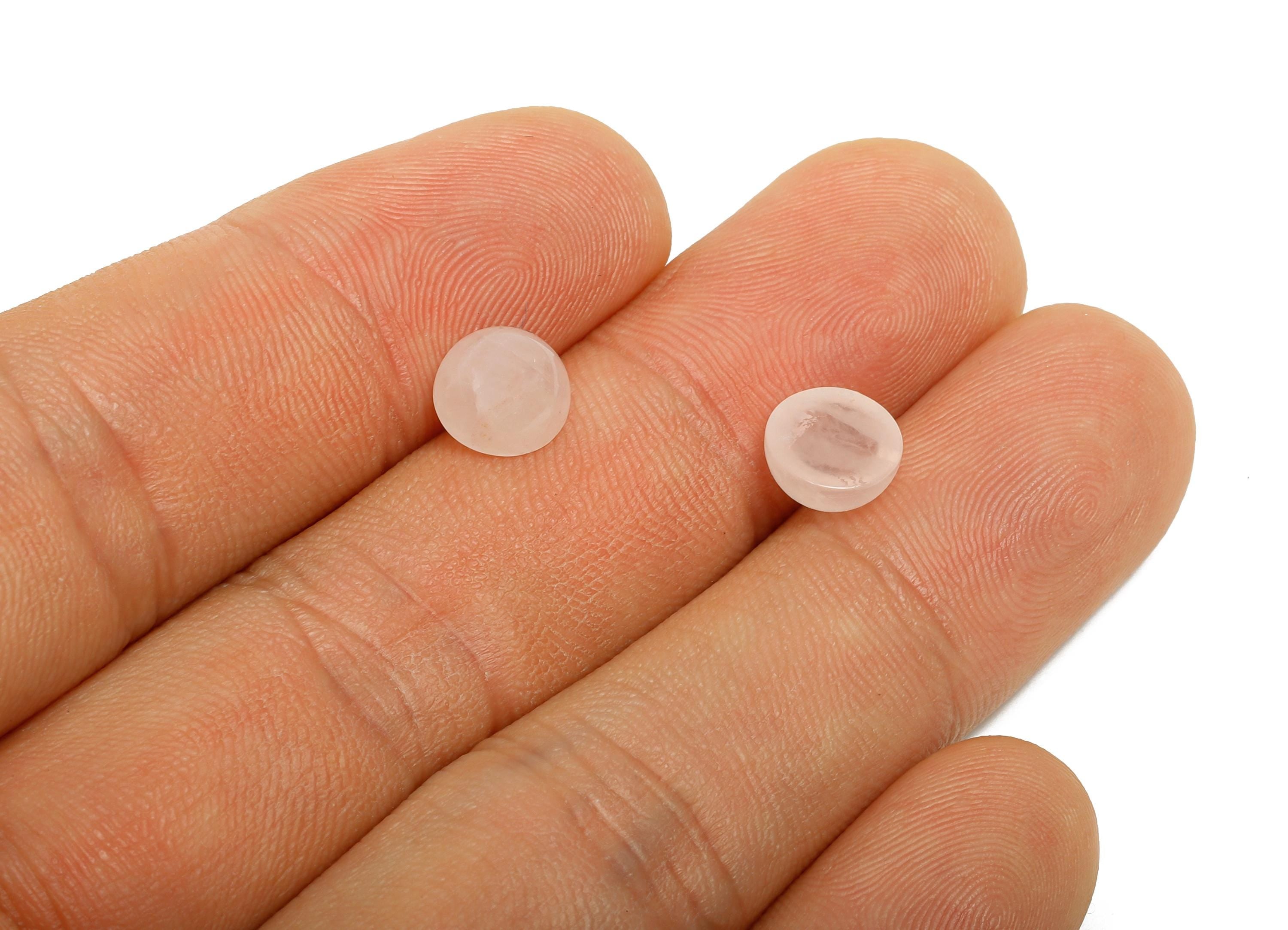 8mm Round Pink Quartz Cabochon - Circle Stone for Crafts Ring Making - DIY Bezel Setting Stone Jewelry Finding - Handmade Supply - NS3132 - DOMEDBAZAAR