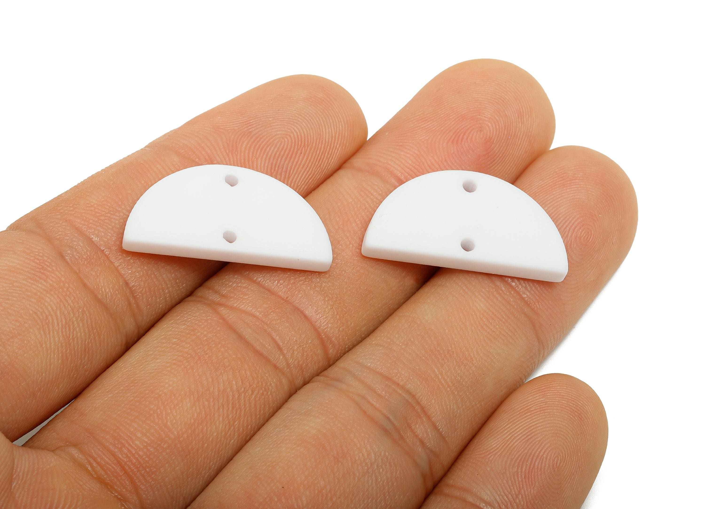 Acrylic White Half Circle Connector - Matte Semicircle Piece - Crafting Supplies for Earring - Color Code: A1053 -24x12x2mm-AC3648-A1053 - DOMEDBAZAAR