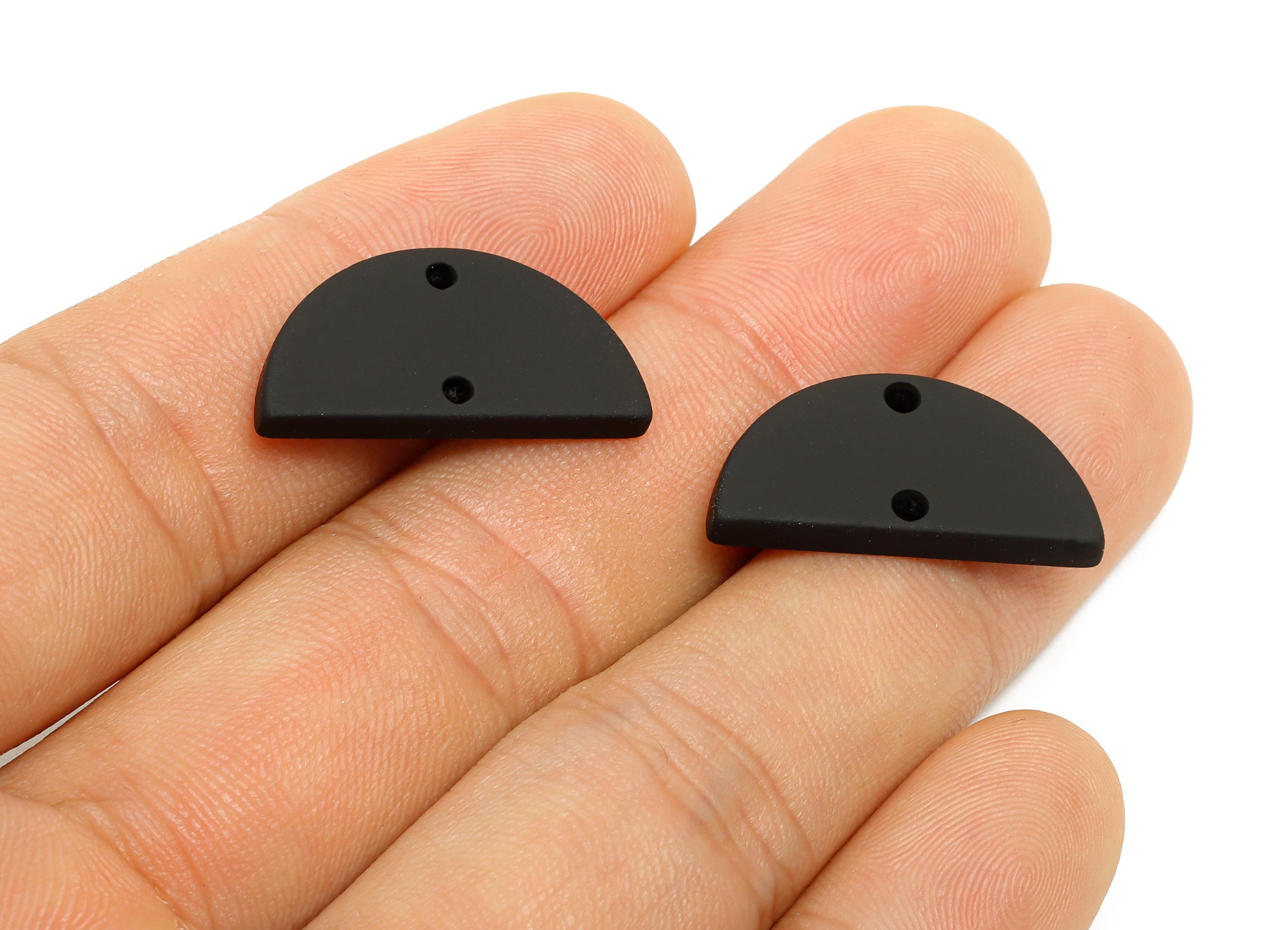 Acrylic Black Half Circle Connector - Matte Semicircle Piece - Crafting Supplies for Earring - Color Code: A1052 -24x12x2mm-AC3648-A1052 - DOMEDBAZAAR