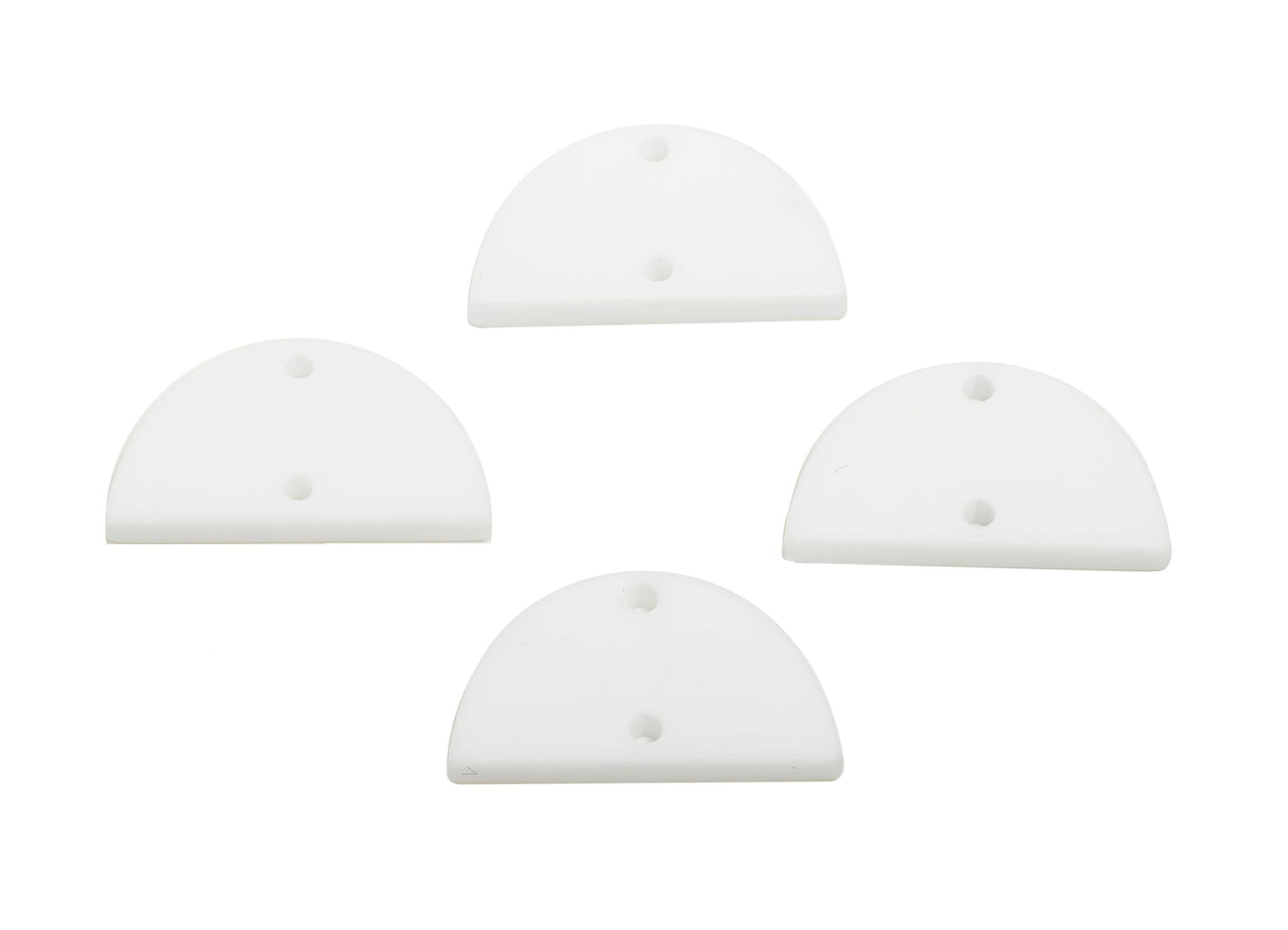 Acrylic Semicircle Earring Connector - Matte White Half Moon Charm - 2 Holes Geometric Jewelry - Color Code: A1053 - 22x12x2mm- AC3647-A1053 - DOMEDBAZAAR