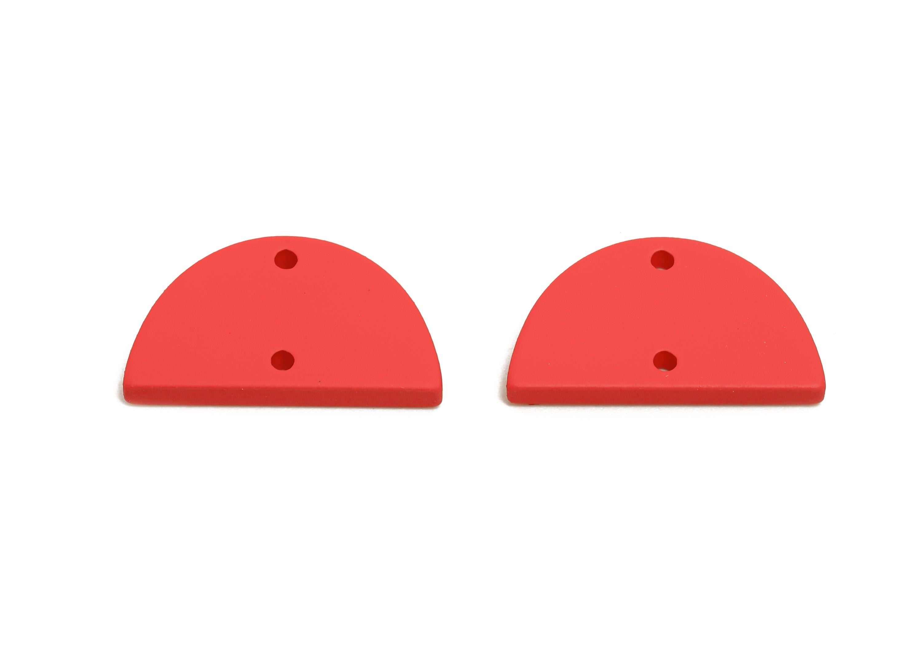 Acrylic Semicircle Earring Connector - Matte Red Half Moon Charm - Craft Supply for Earring - Color Code: A1055 - 22x12x2mm- AC3647-A1055 - DOMEDBAZAAR