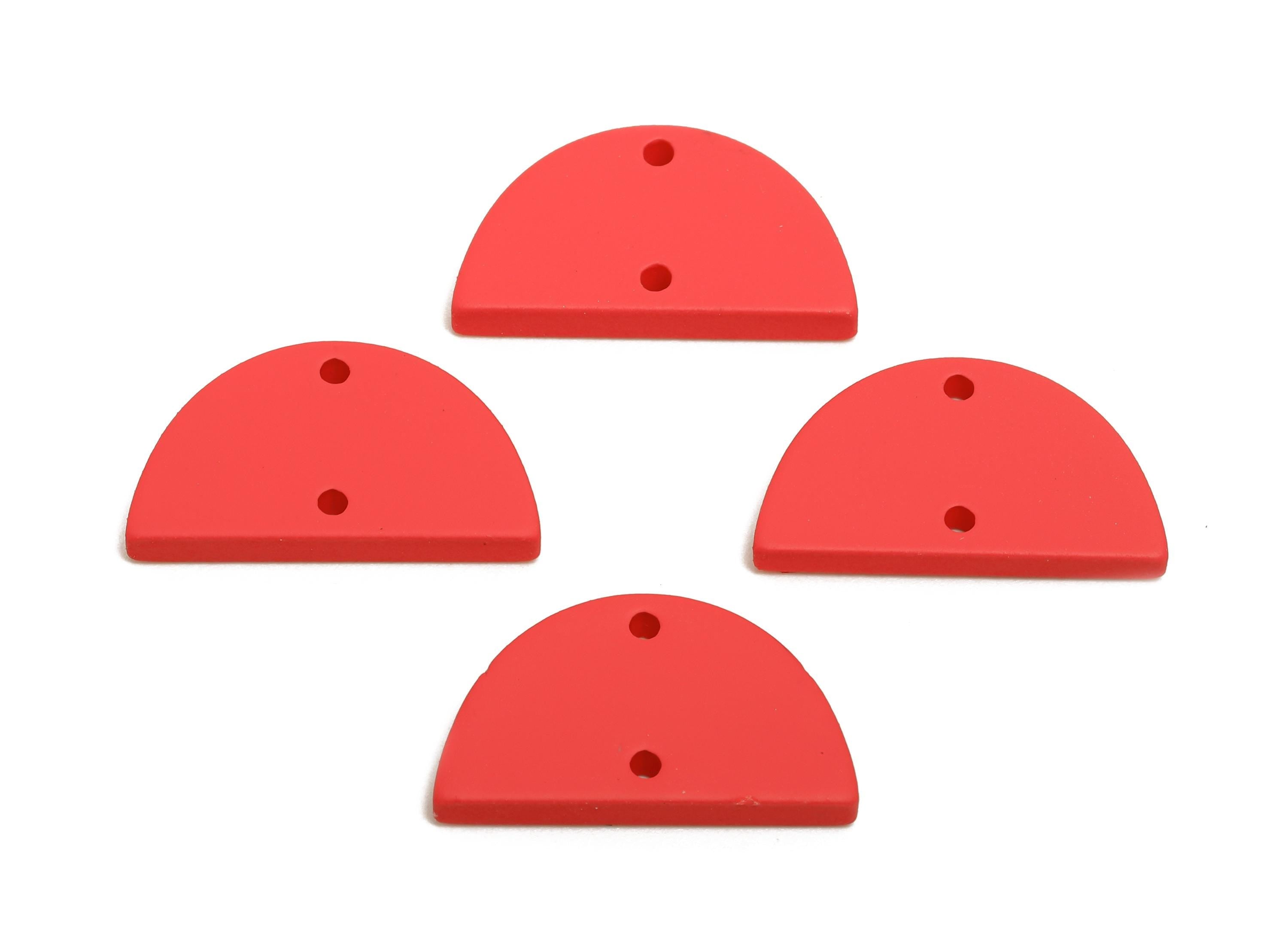 Acrylic Semicircle Earring Connector - Matte Red Half Moon Charm - Craft Supply for Earring - Color Code: A1055 - 22x12x2mm- AC3647-A1055 - DOMEDBAZAAR