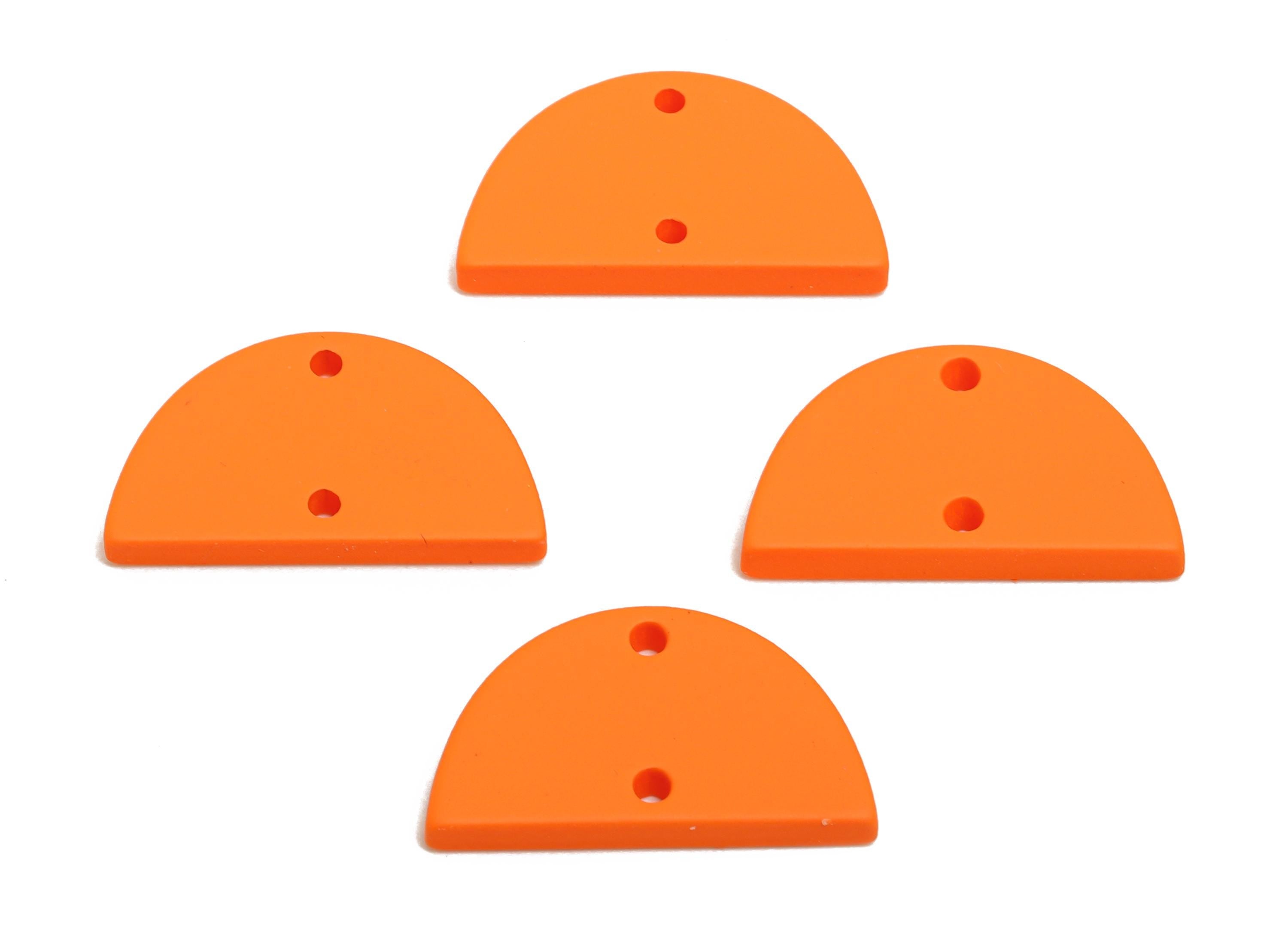Acrylic Semicircle Earring Connector - Matte Orange Half Moon Charm - Craft Supply for Earring - Color Code: A1056 - 22x12x2mm- AC3647-A1056 - DOMEDBAZAAR
