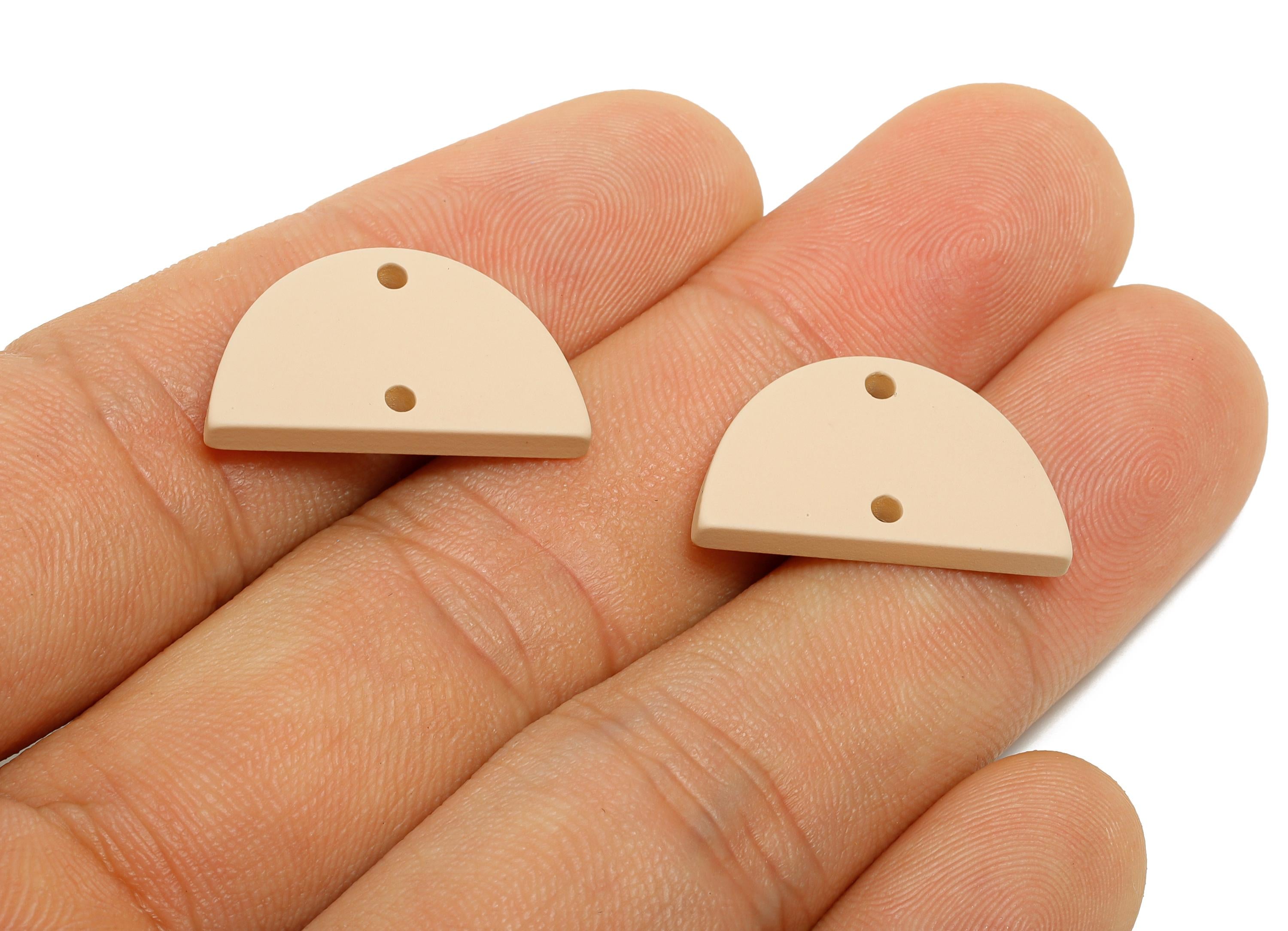 Acrylic Semicircle Earring Connector - Matte Half Moon Charm - 2 Holes Geometric Jewelry Making - Color Code: A1062 -22x12x2mm- AC3647-A1062 - DOMEDBAZAAR