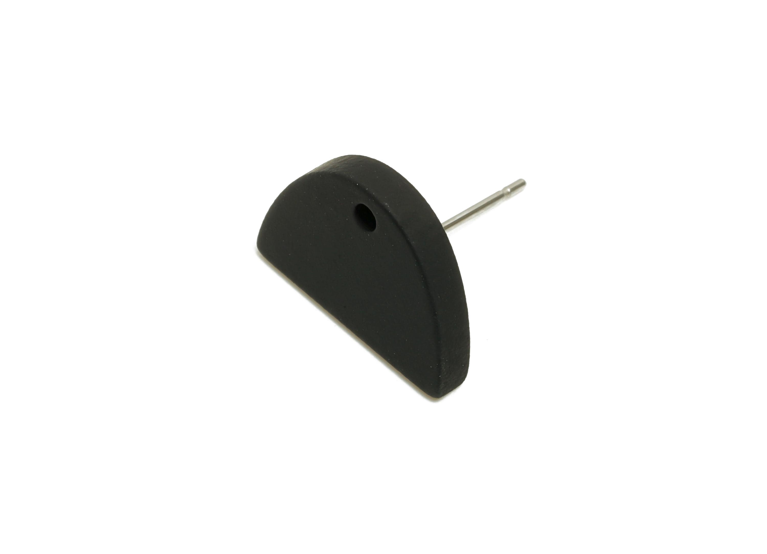 Acrylic Black Semicircle Studs - Matte Half Round Earring Post - Bold Color DIY Earring Base - Color Code: A1052 - 15x10x2mm - AC3646-A1052 - DOMEDBAZAAR