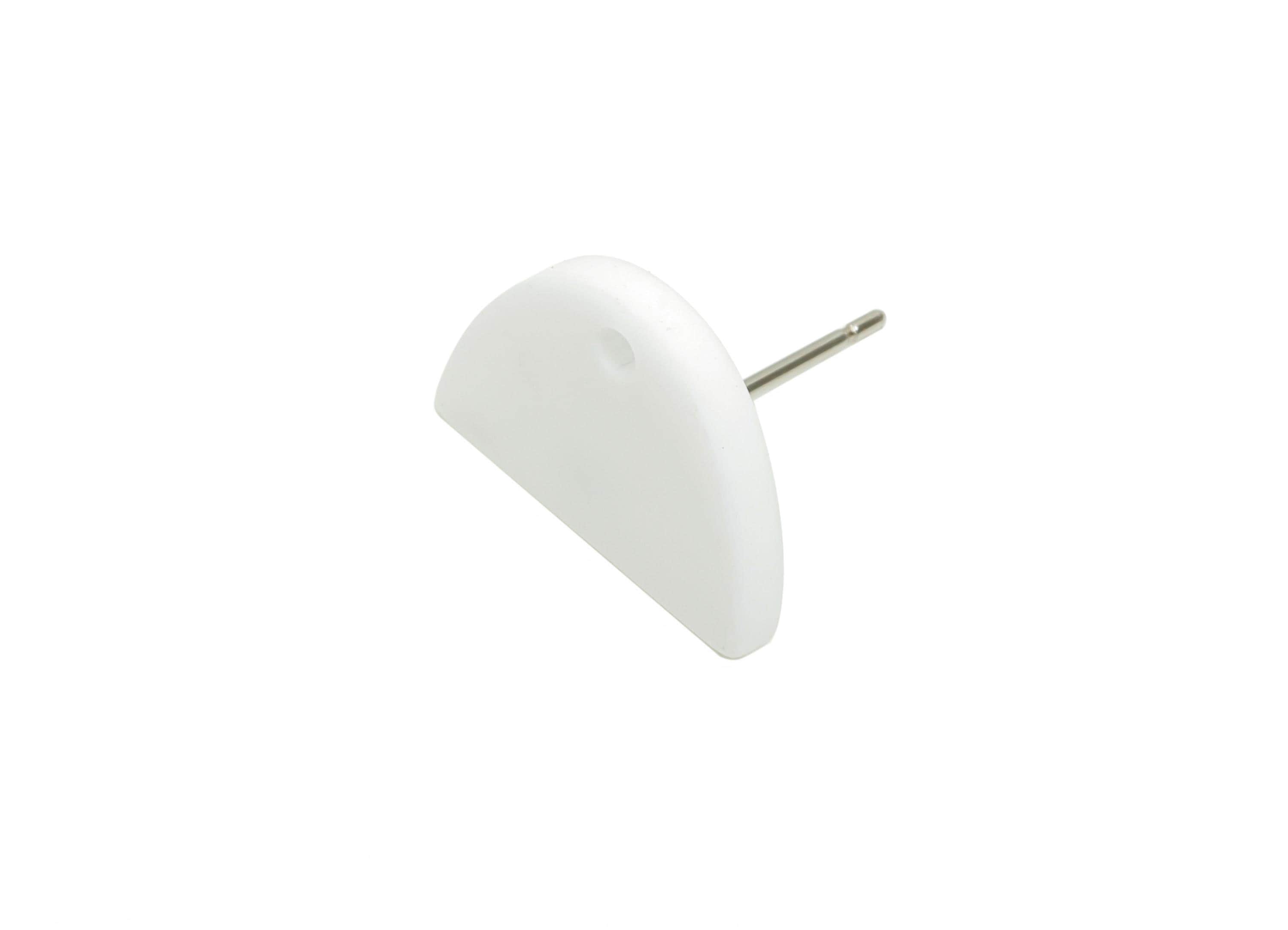 Acrylic White Semicircle Studs - Matte Half Round Earring Post - Bold Color DIY Earring Base - Color Code: A1053 - 15x10x2mm - AC3646-A1053 - DOMEDBAZAAR