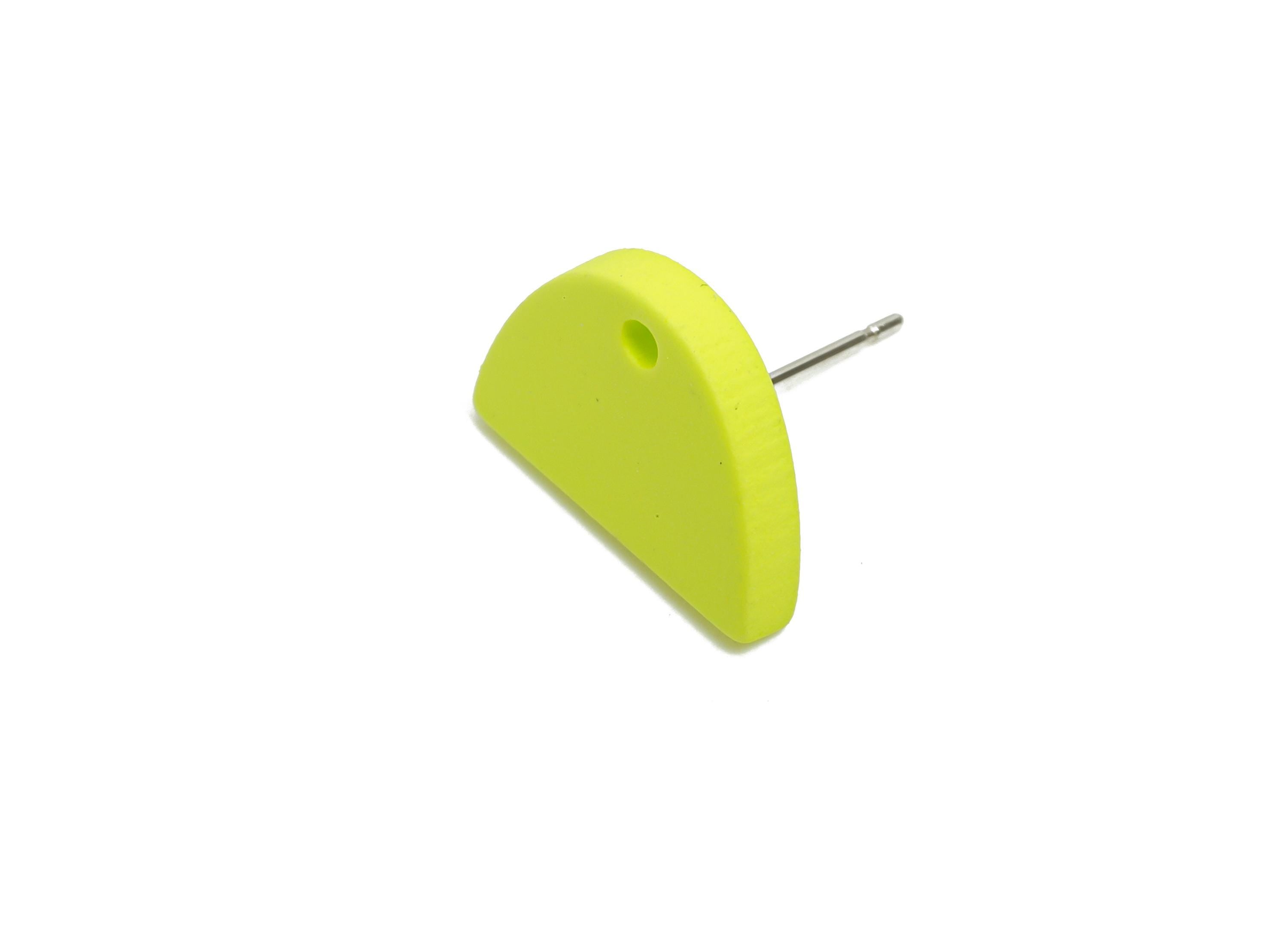 Acrylic Green Semicircle Studs - Matte Half Round Earring Post - Bold Color DIY Earring Base - Color Code: A1058 - 15x10x2mm - AC3646-A1058 - DOMEDBAZAAR