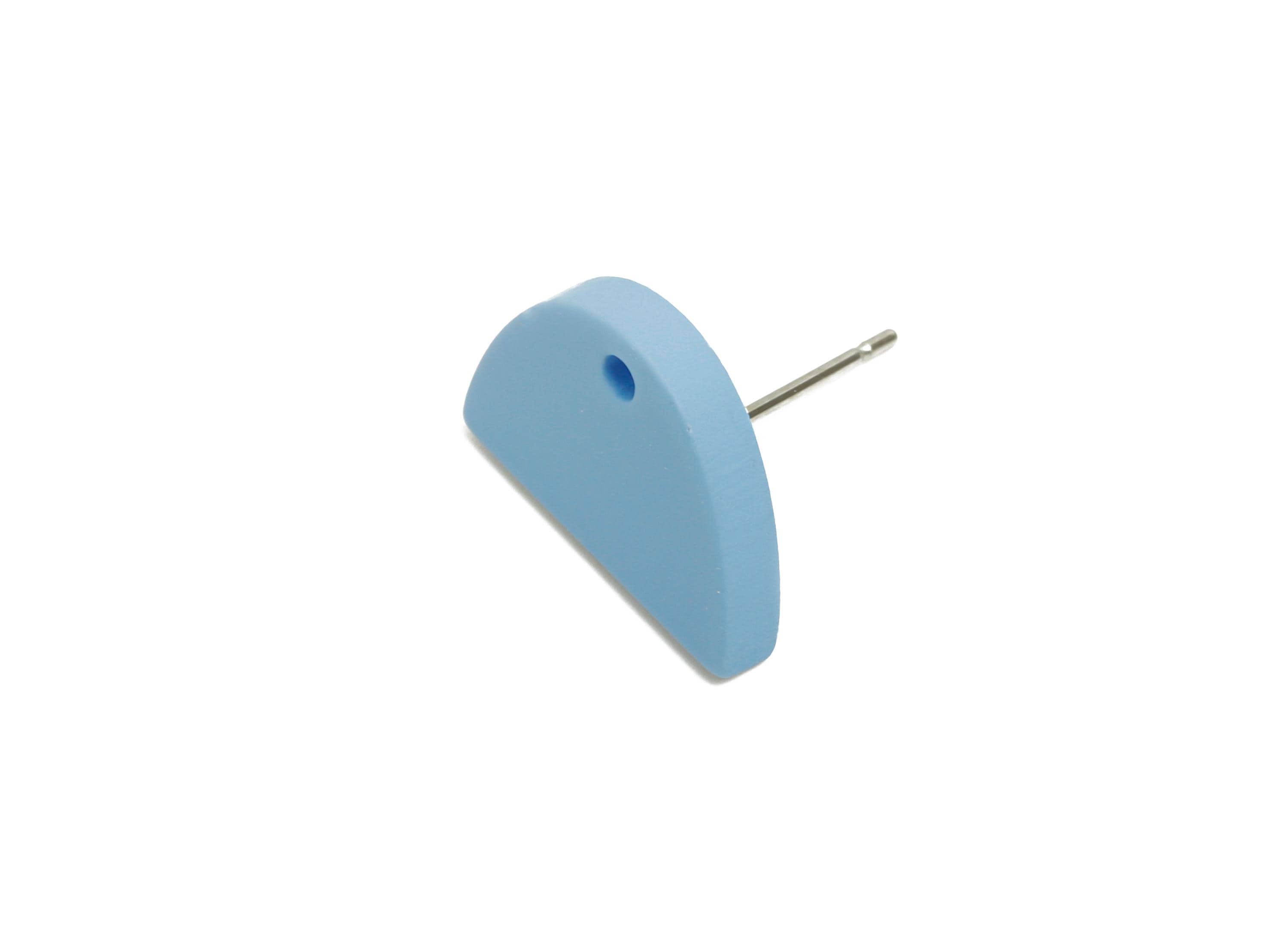 Acrylic Blue Semicircle Studs - Matte Half Round Earring Post - Bold Color DIY Earring Base - Color Code: A1059 - 15x10x2mm - AC3646-A1059 - DOMEDBAZAAR