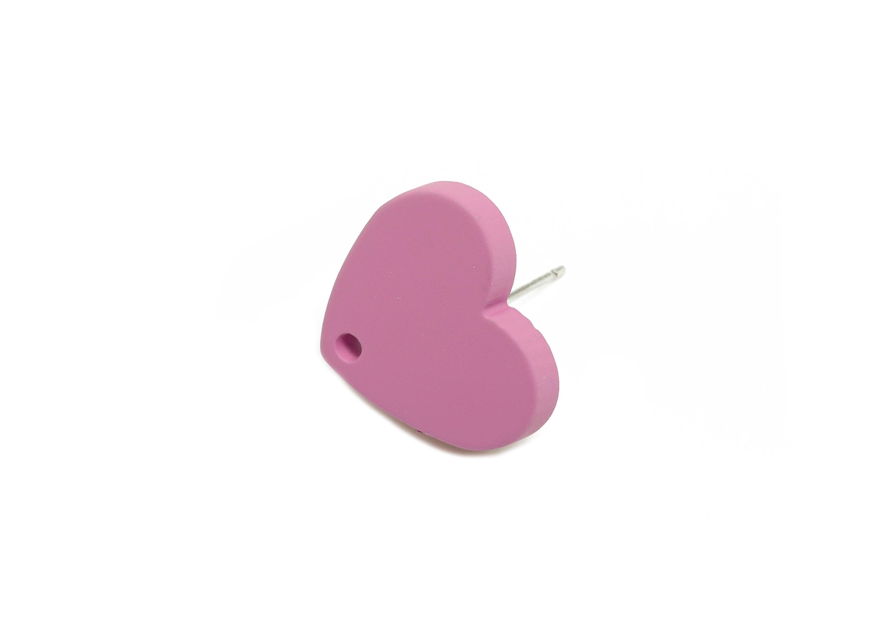 Acrylic Purple Heart Stud - Matte Modern Heart Earring Stud - Handmade Color Earring Base - Color Code: A1060 - 14x16x2mm - AC3645-A1060 - DOMEDBAZAAR