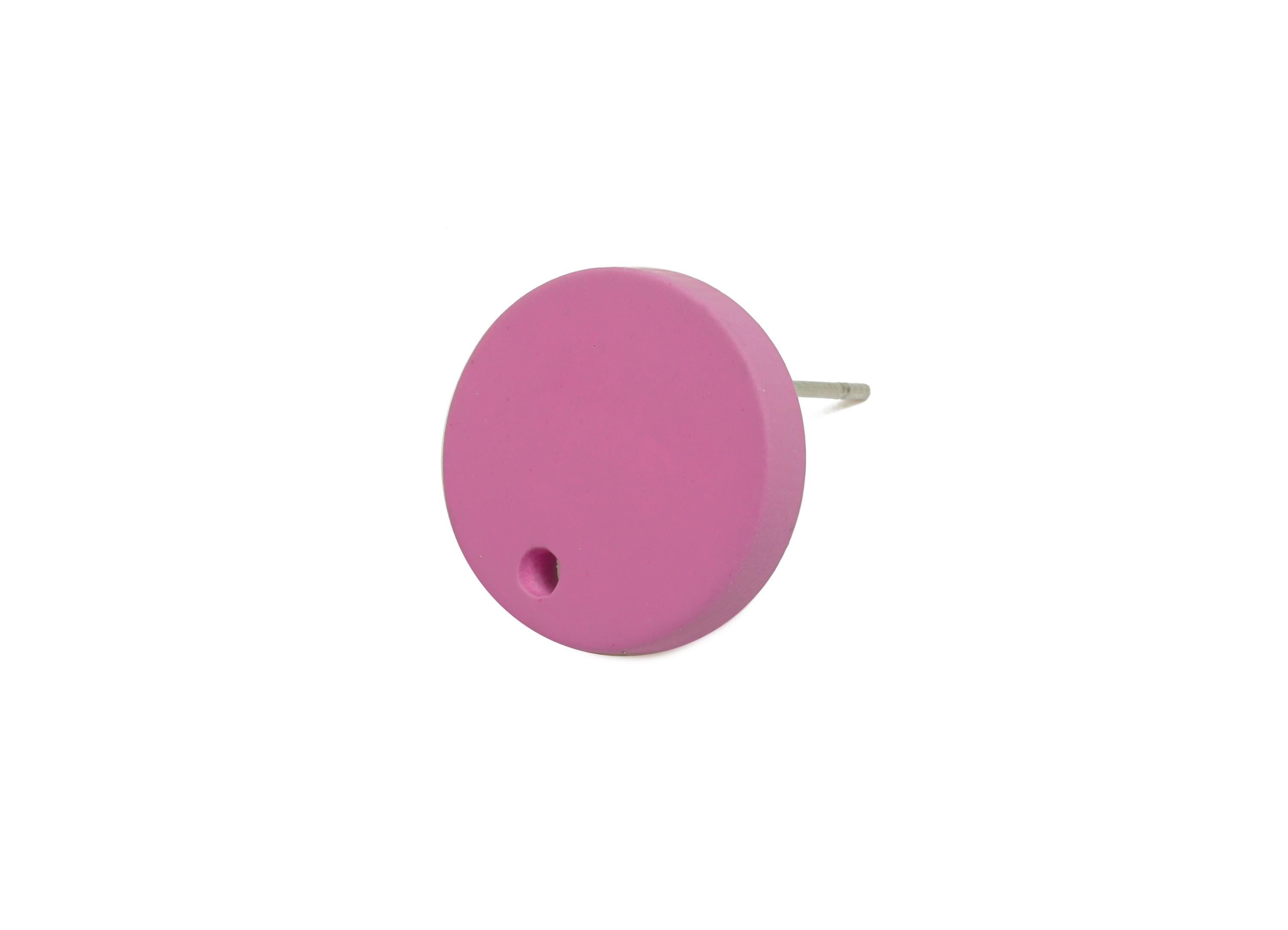 Acrylic Purple Round Earring Stud - Matte Geometry Earring Stud With Hole - Acrylic Earring Base - Color Code: A1060 -14x14x2mm-AC3644-A1060 - DOMEDBAZAAR