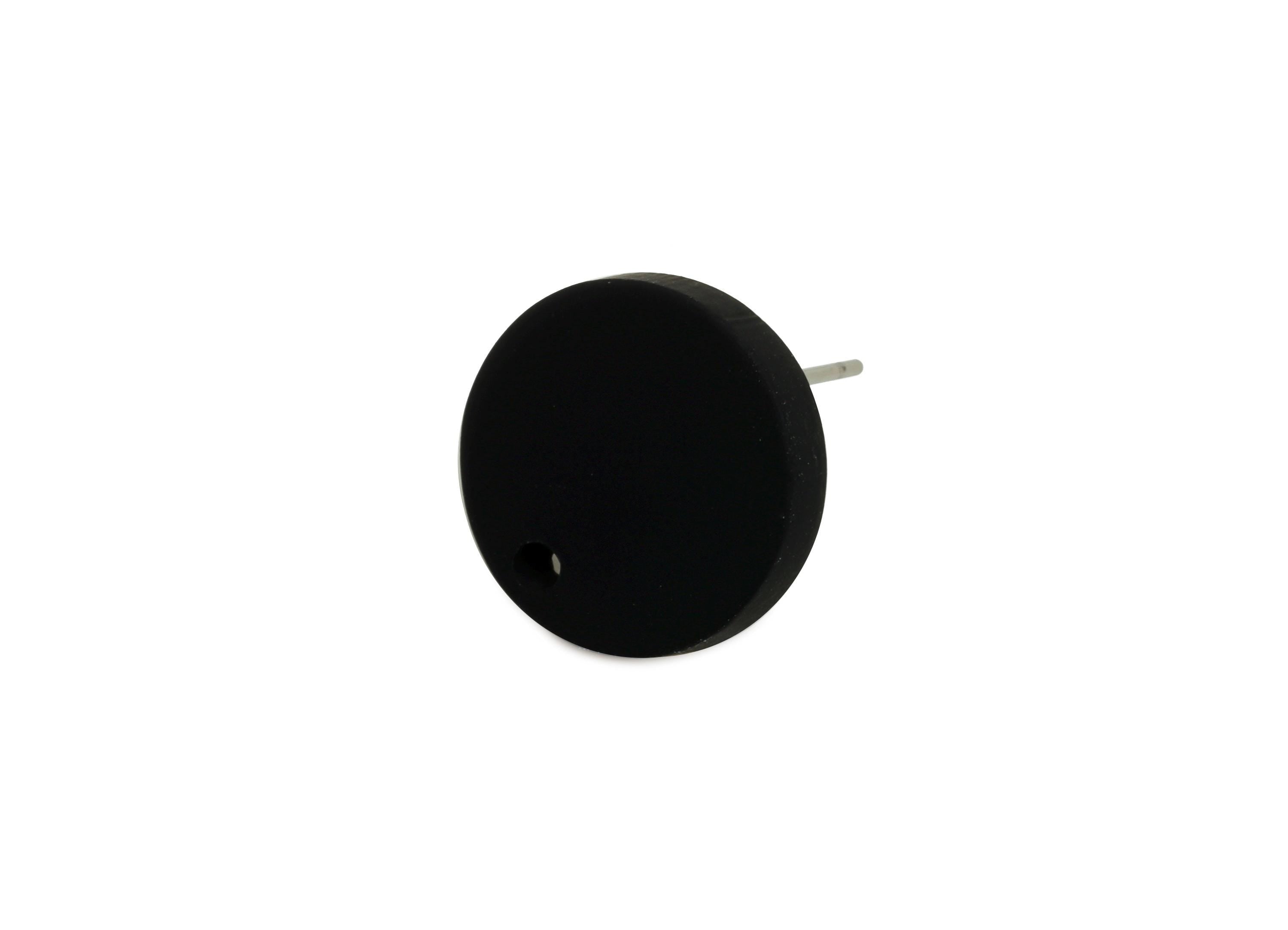 Acrylic Black Round Earring Stud - Matte Geometry Earring Stud With Hole - Acrylic Earring Base - Color Code: A1052 - 14x14x2mm-AC3644-A1052 - DOMEDBAZAAR