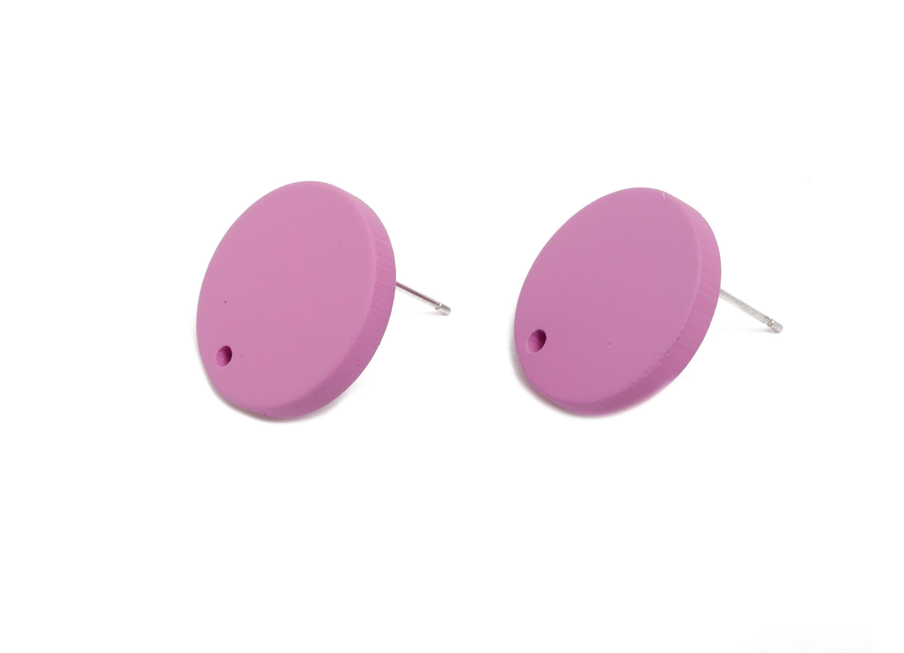 Acrylic Purple Round Earring Stud - Matte Geometry Earring Stud with Hole - DIY Earring Base - Color Code: A1060 - 17x17x3mm - AC3643-A1060 - DOMEDBAZAAR