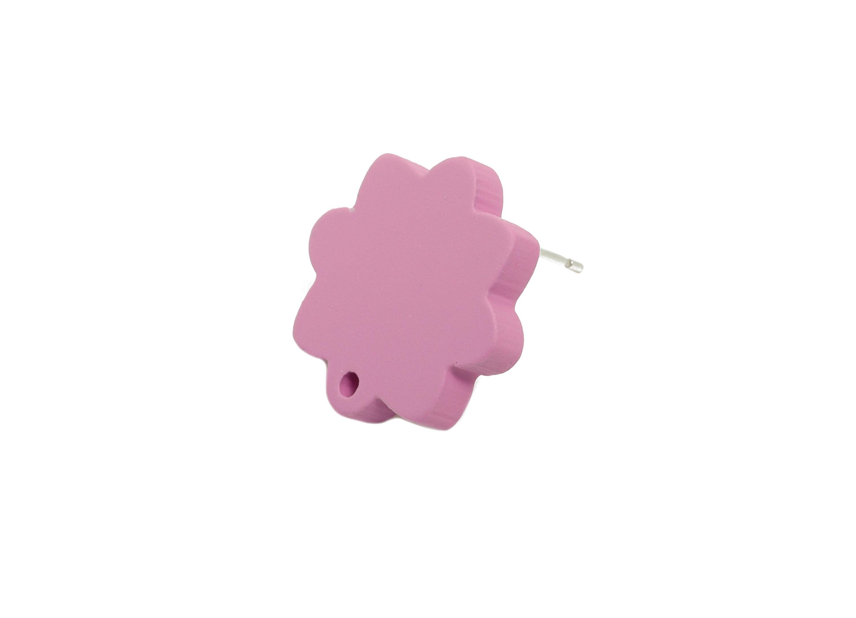 Acrylic Purple Flower Earring Stud - Minimalist Matte Earring Stud With Hole - DIY Earring Base - Color Code: A1060 -14x14x2mm -AC3641-A1060 - DOMEDBAZAAR