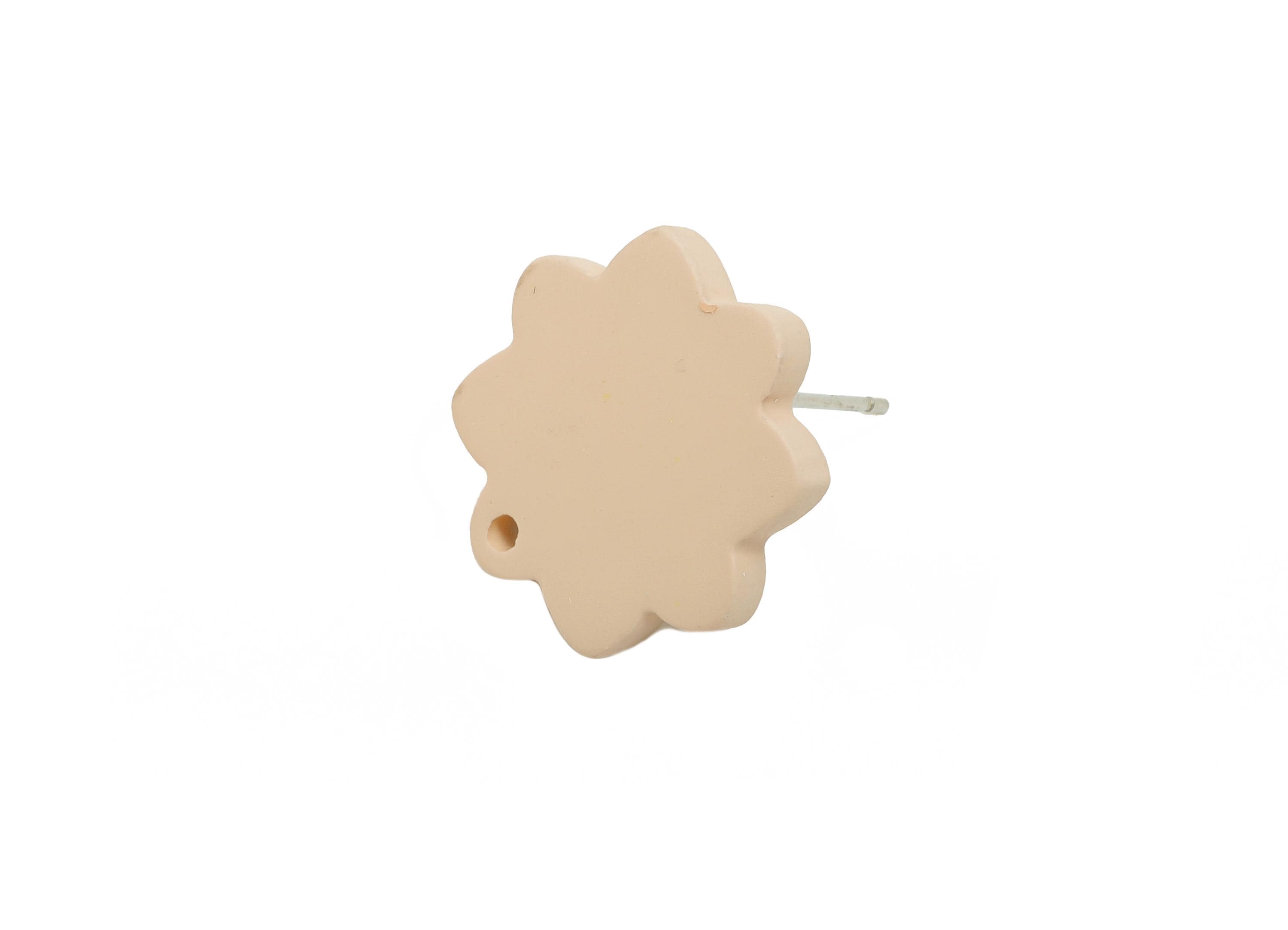 Acrylic Beige Flower Earring Stud - Minimalist Matte Earring Stud With Hole - DIY Earring Base - Color Code: A1062 -14x14x2mm -AC3641-A1062 - DOMEDBAZAAR