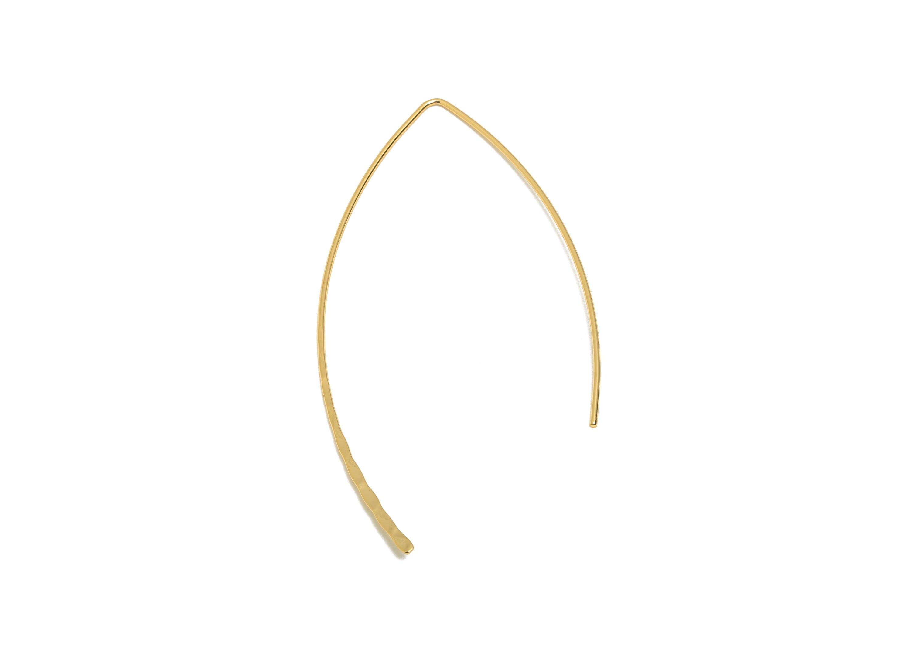 Gold Marquise Earring Wire - Brass Hammered Earring Hook - Lightweight Geometric Jewelry Supply - 18K Real Gold Plating - 65x26x1mm-RGP11068 - DOMEDBAZAAR