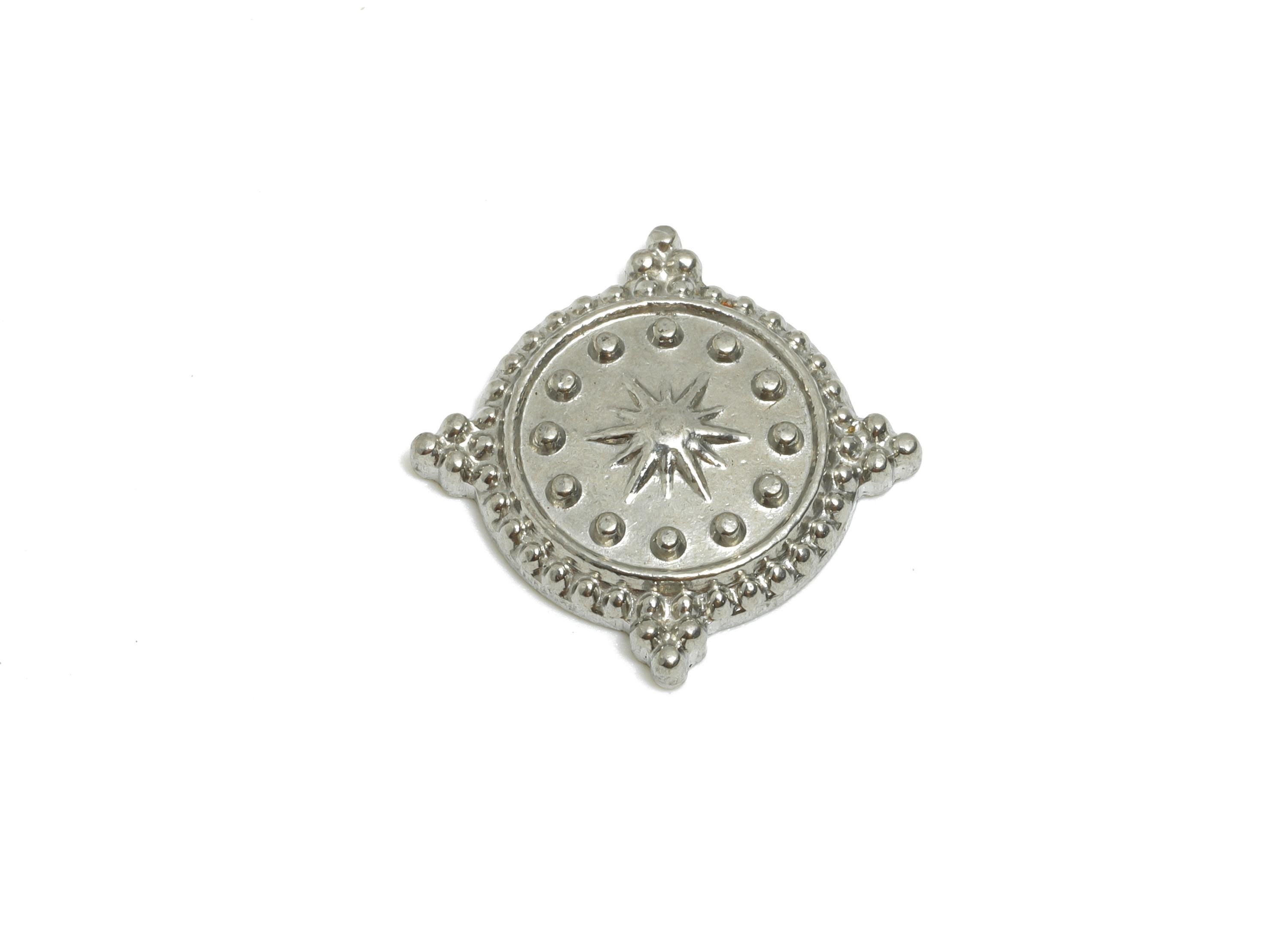 Steel Vintage Medallion Charm - Vintage Textured Star Pendant - DIY Jewelry Finding - Filigree Metal Charm - 21x11.95x2.6mm - SS2032 - DOMEDBAZAAR