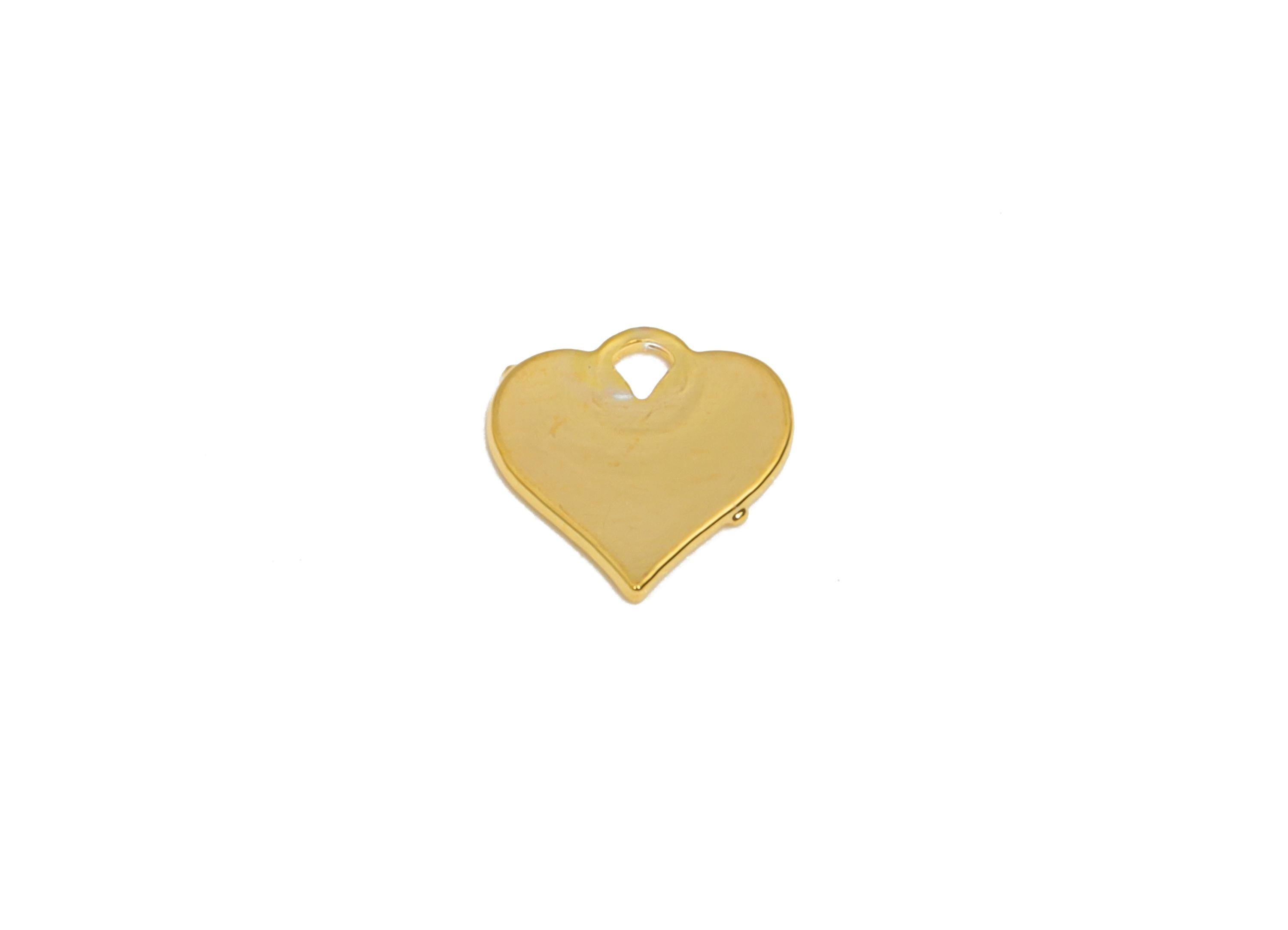 Gold Brass Heart Tag - Extender Chain Ends - Bracelet Chain Ends Tags - Necklace End Tags - 18K Real Gold Plated - 5.2x4.9x0.3mm - RGP10820 - DOMEDBAZAAR