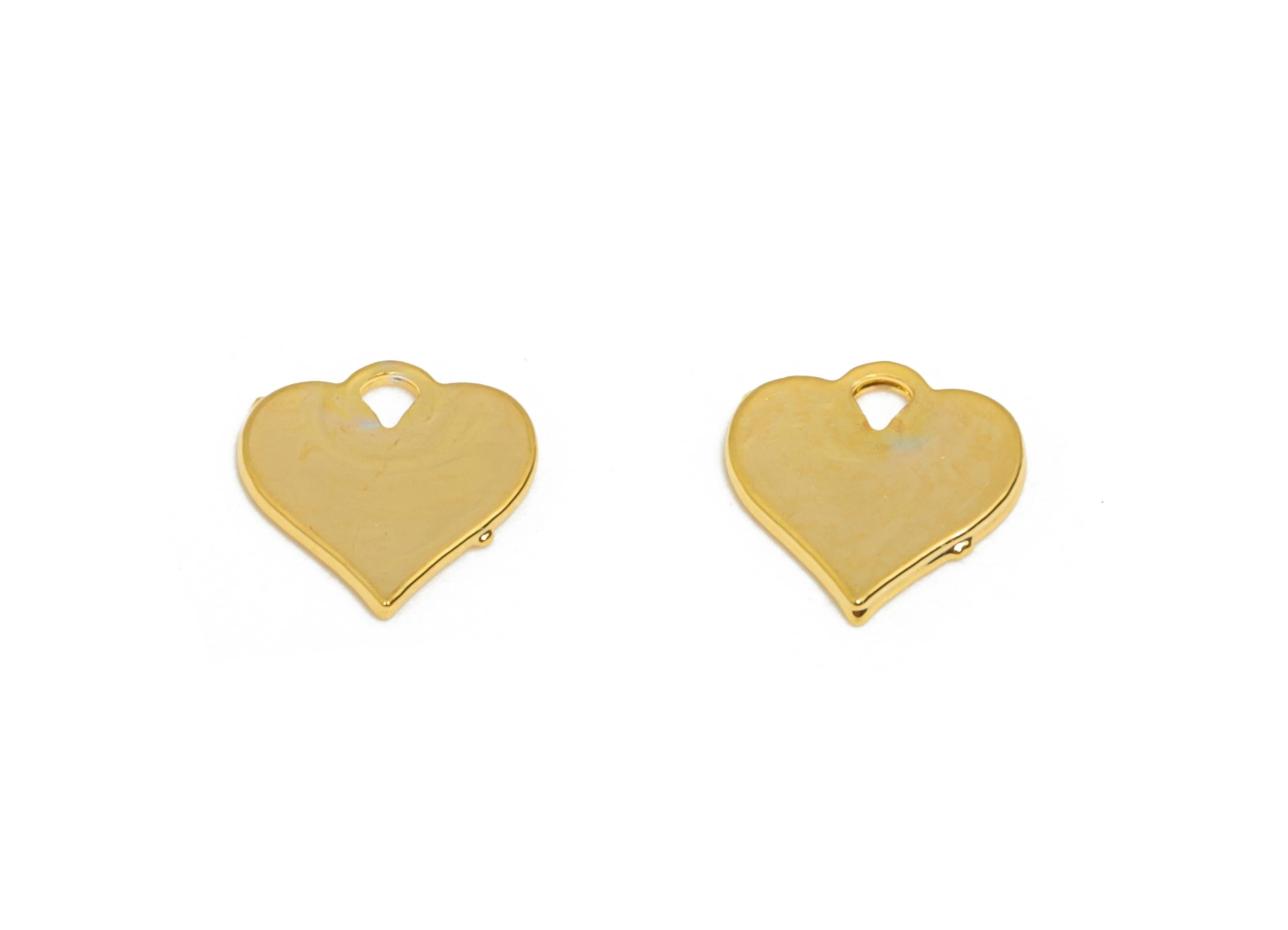 Gold Brass Heart Tag - Extender Chain Ends - Bracelet Chain Ends Tags - Necklace End Tags - 18K Real Gold Plated - 5.2x4.9x0.3mm - RGP10820 - DOMEDBAZAAR