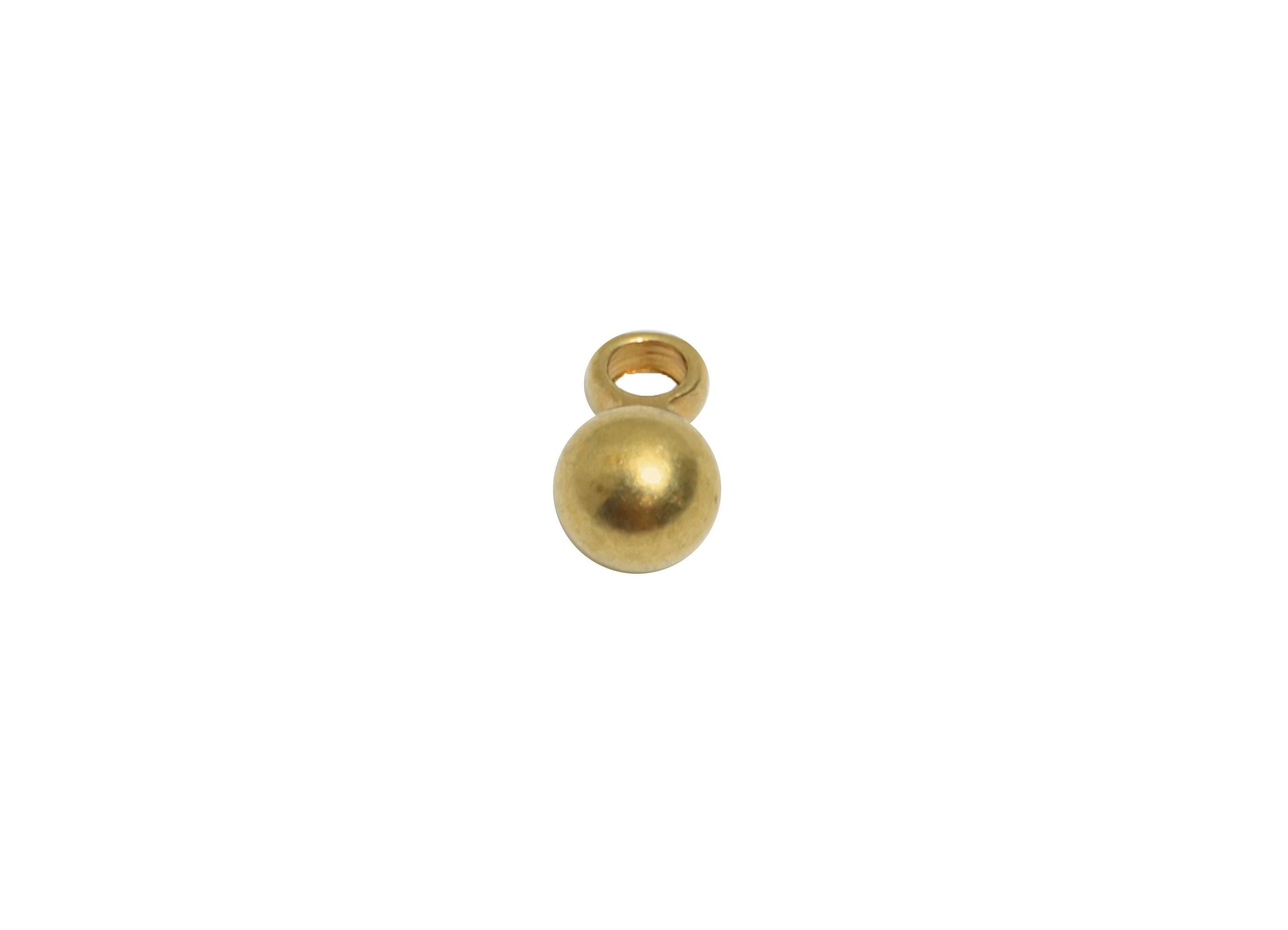 Brass Tiny Ball Charm - Raw Brass Small Bead Dangle - Minimalist Jewelry Supply - Lightweight Customizable Jewelry Bead - 22x13x2mm -PP11253 - DOMEDBAZAAR