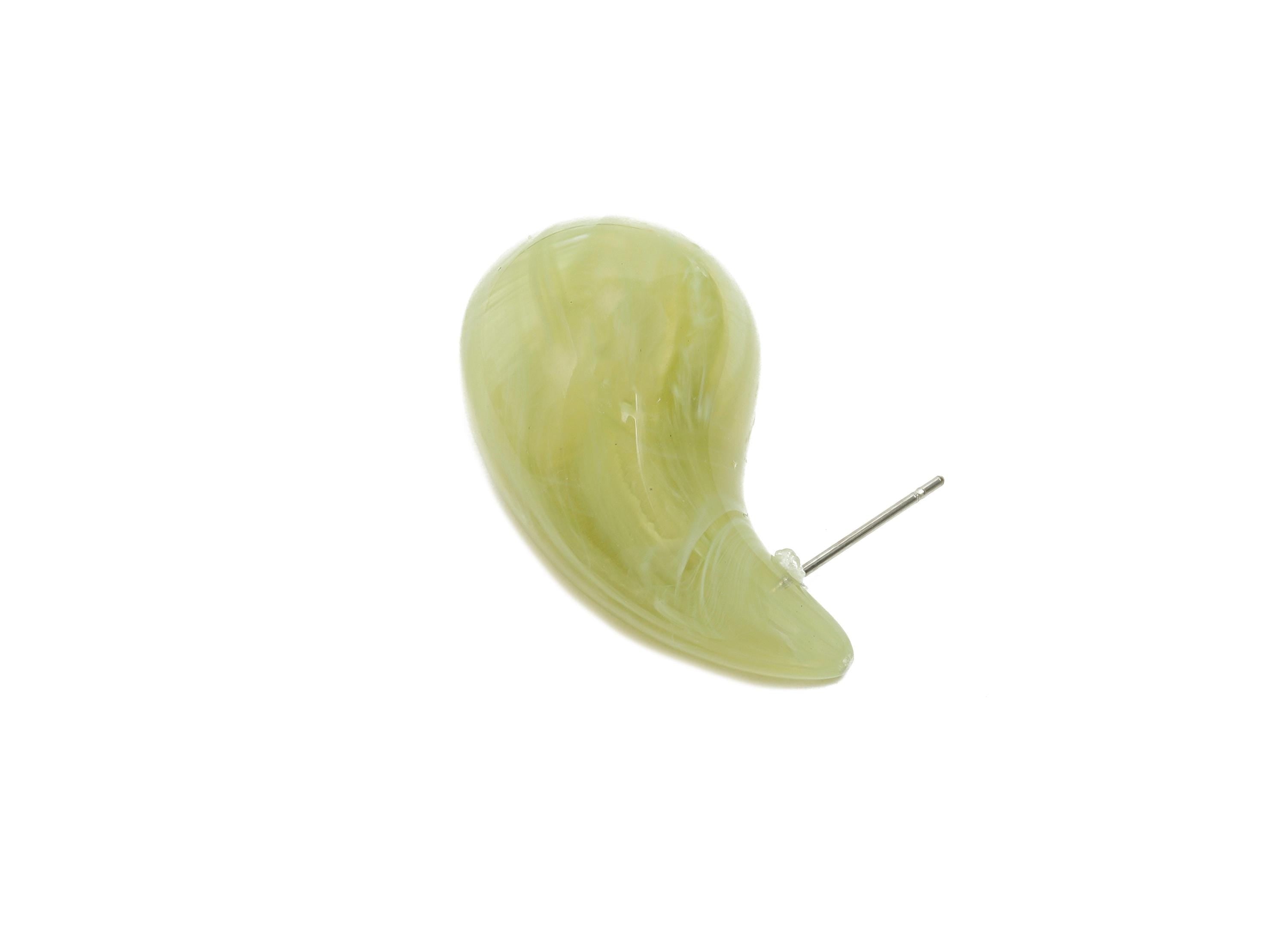 Acrylic Drop Green Earring Stud - Minimalist Abstract Acrylic Earring - Modern Earring Stud - Asymmetric Acrylic Earring -30x17x17mm-AC3637C - DOMEDBAZAAR