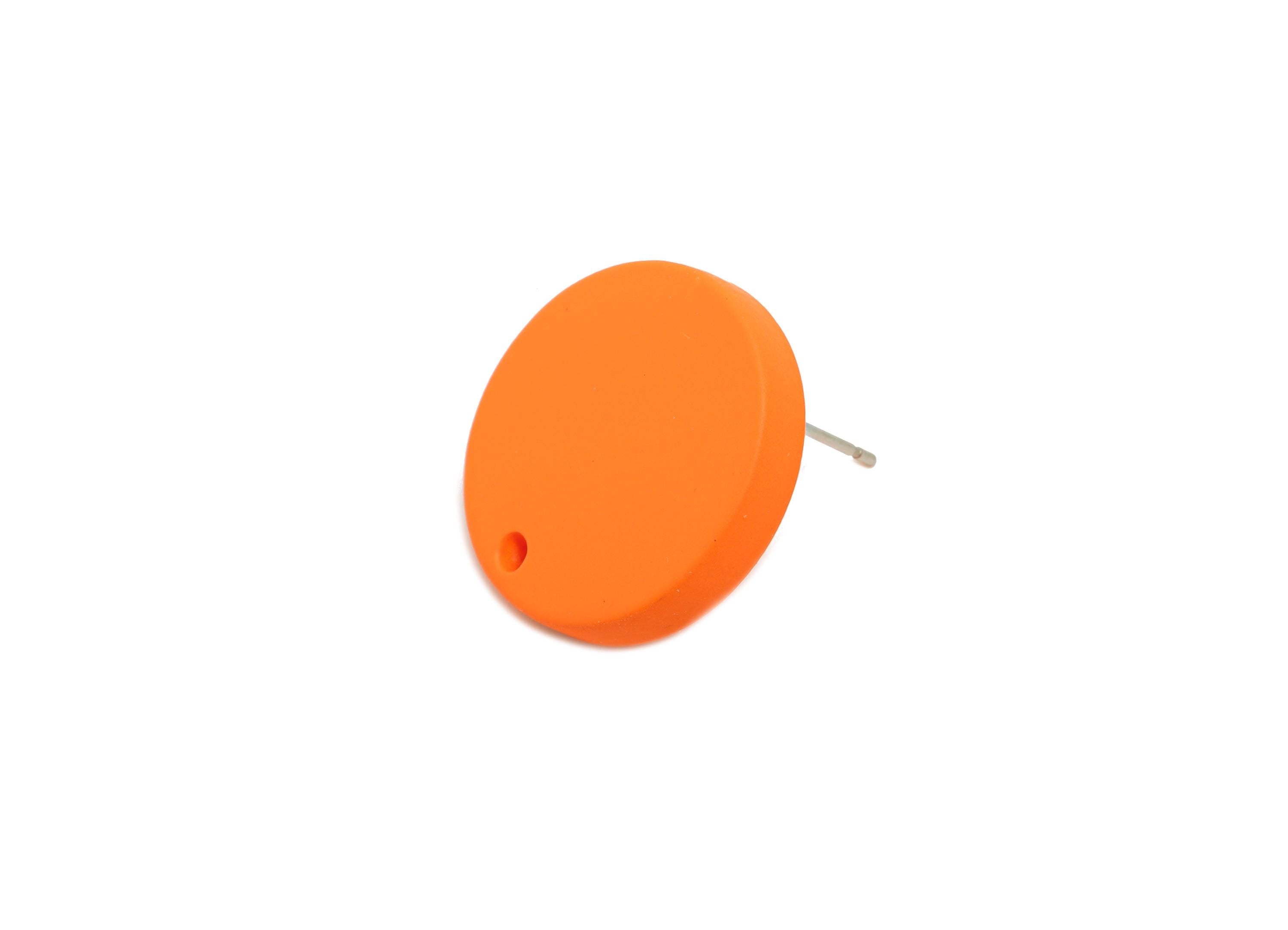 Acrylic Orange Round Earring Stud - Simple Matte Earring Stud - Bold Color DIY Earring Base -Color Code: A1056 -19.8x19.8x2.9mm-AC3642-A1056 - DOMEDBAZAAR