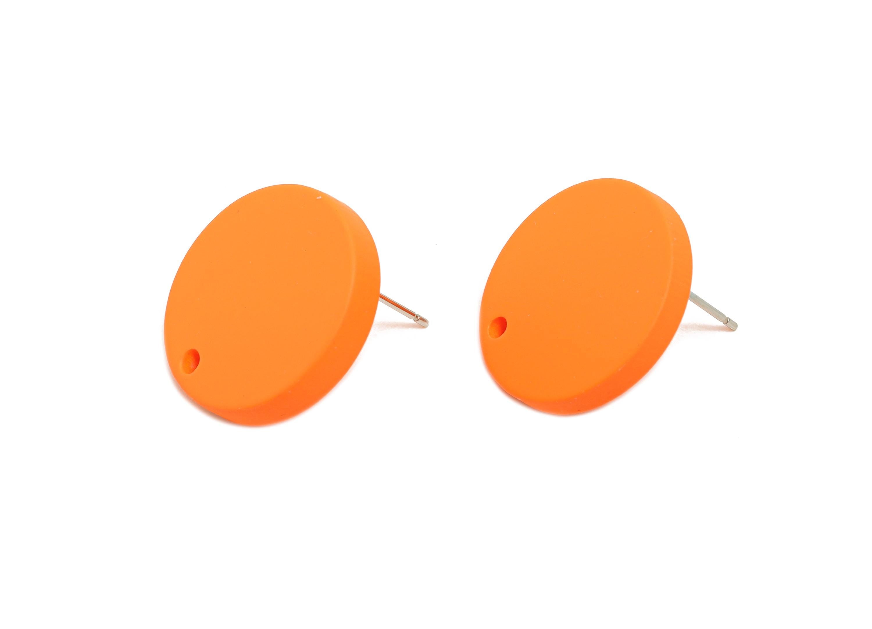 Acrylic Orange Round Earring Stud - Simple Matte Earring Stud - Bold Color DIY Earring Base -Color Code: A1056 -19.8x19.8x2.9mm-AC3642-A1056 - DOMEDBAZAAR