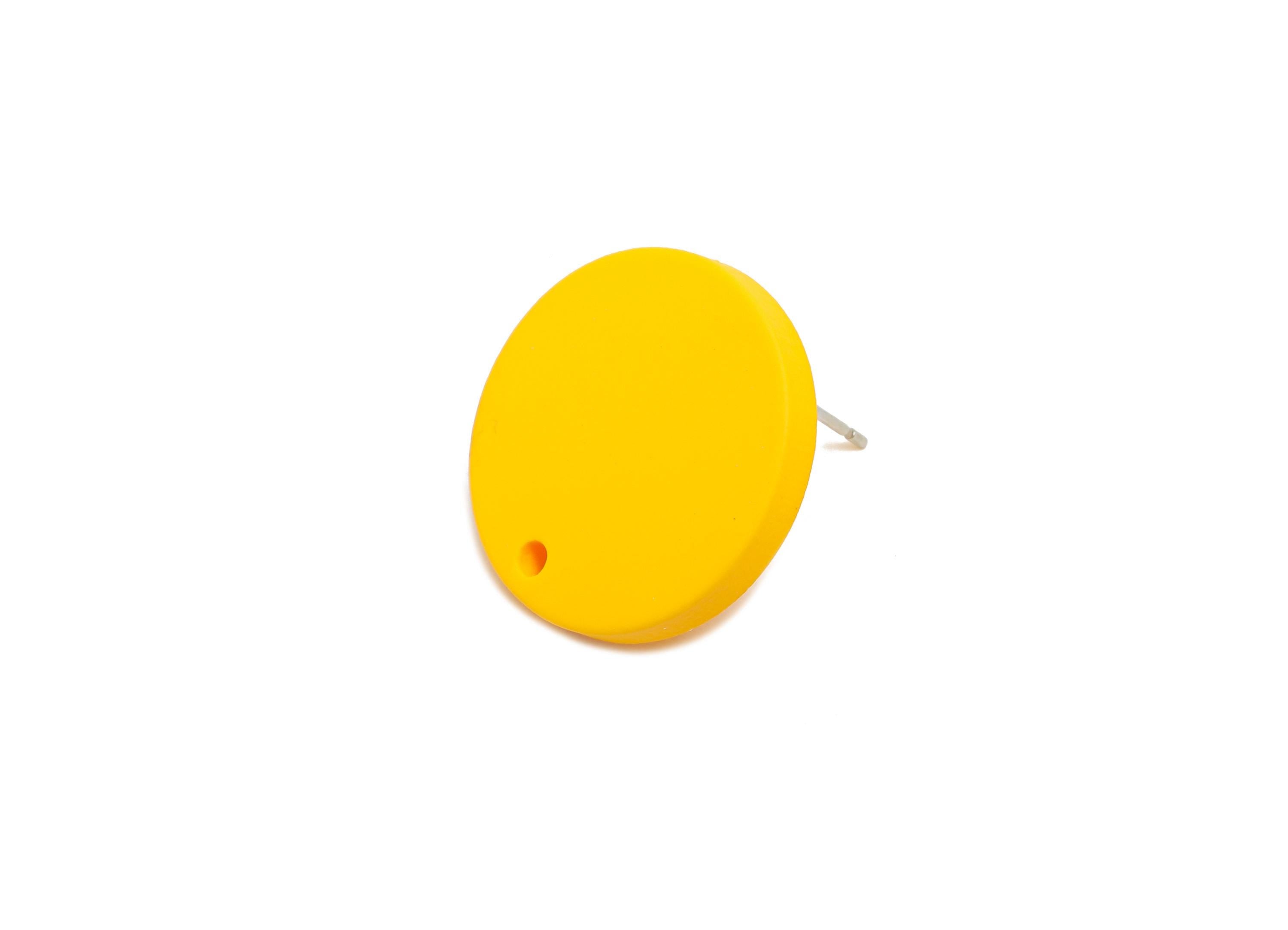 Acrylic Yellow Round Earring Stud - Simple Matte Earring Stud - Bold Color DIY Earring Base - Color Code: A1057-19.8x19.8x2.9mm-AC3642-A1057 - DOMEDBAZAAR