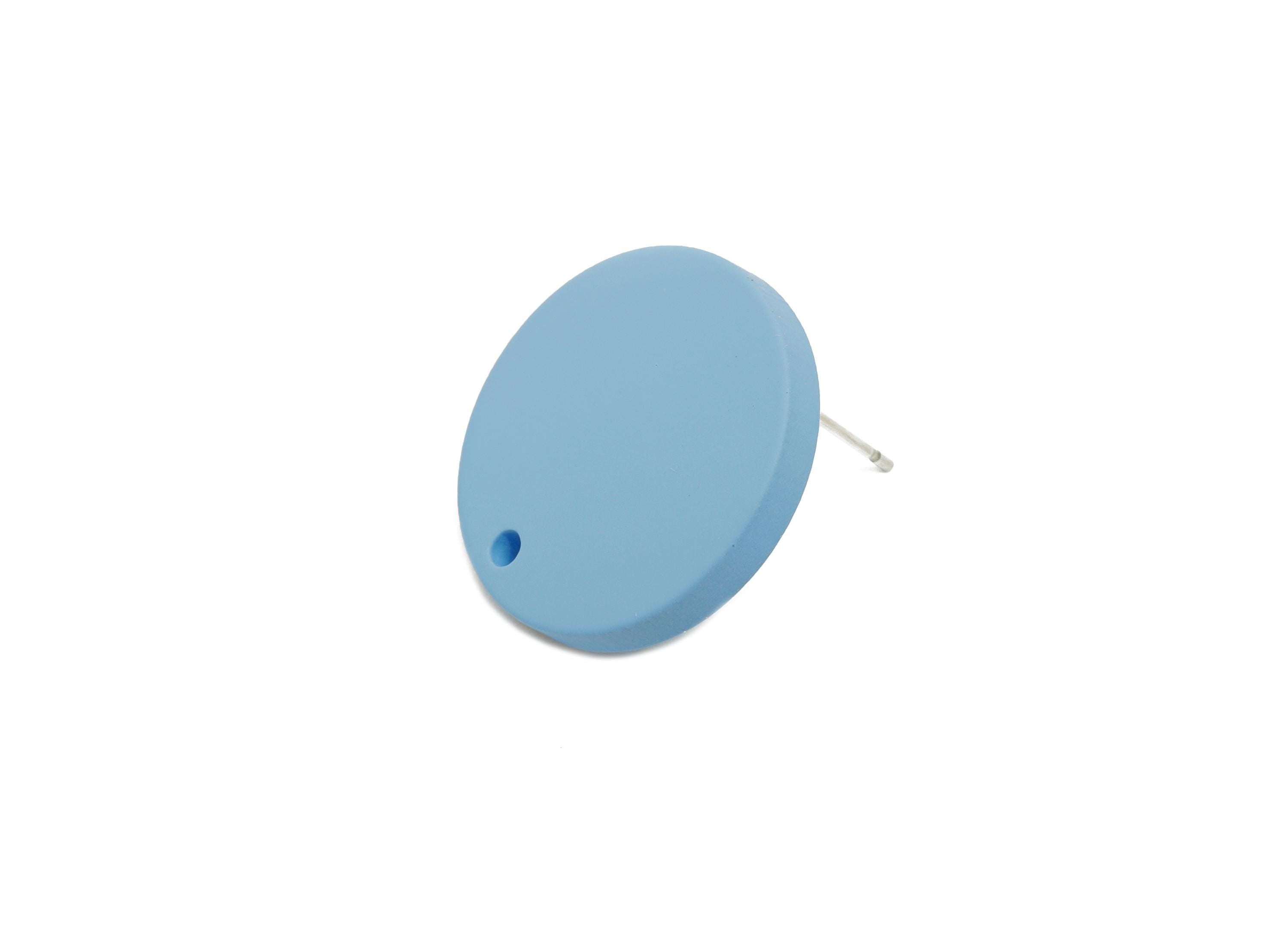Acrylic Blue Round Earring Stud - Simple Matte Earring Stud - Modern DIY Earring Base - Color Code: A1059 - 19.8x19.8x2.9mm - AC3642-A1059 - DOMEDBAZAAR