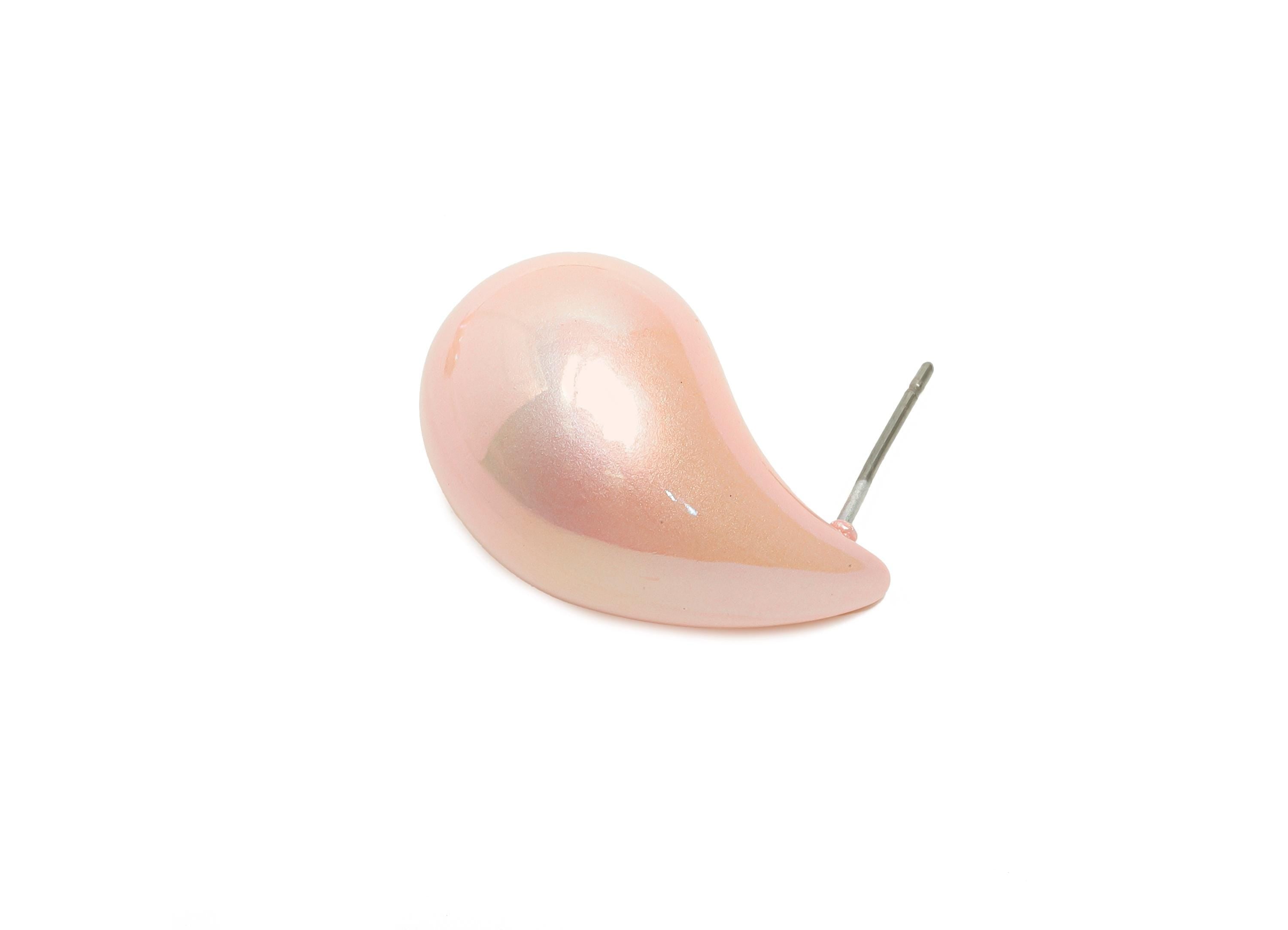 Acrylic Drop Pink Earring Stud - Minimalist Abstract Acrylic Earring - Modern Earring Stud - Asymmetric Acrylic Earring - 34x14x14mm-AC3639A - DOMEDBAZAAR