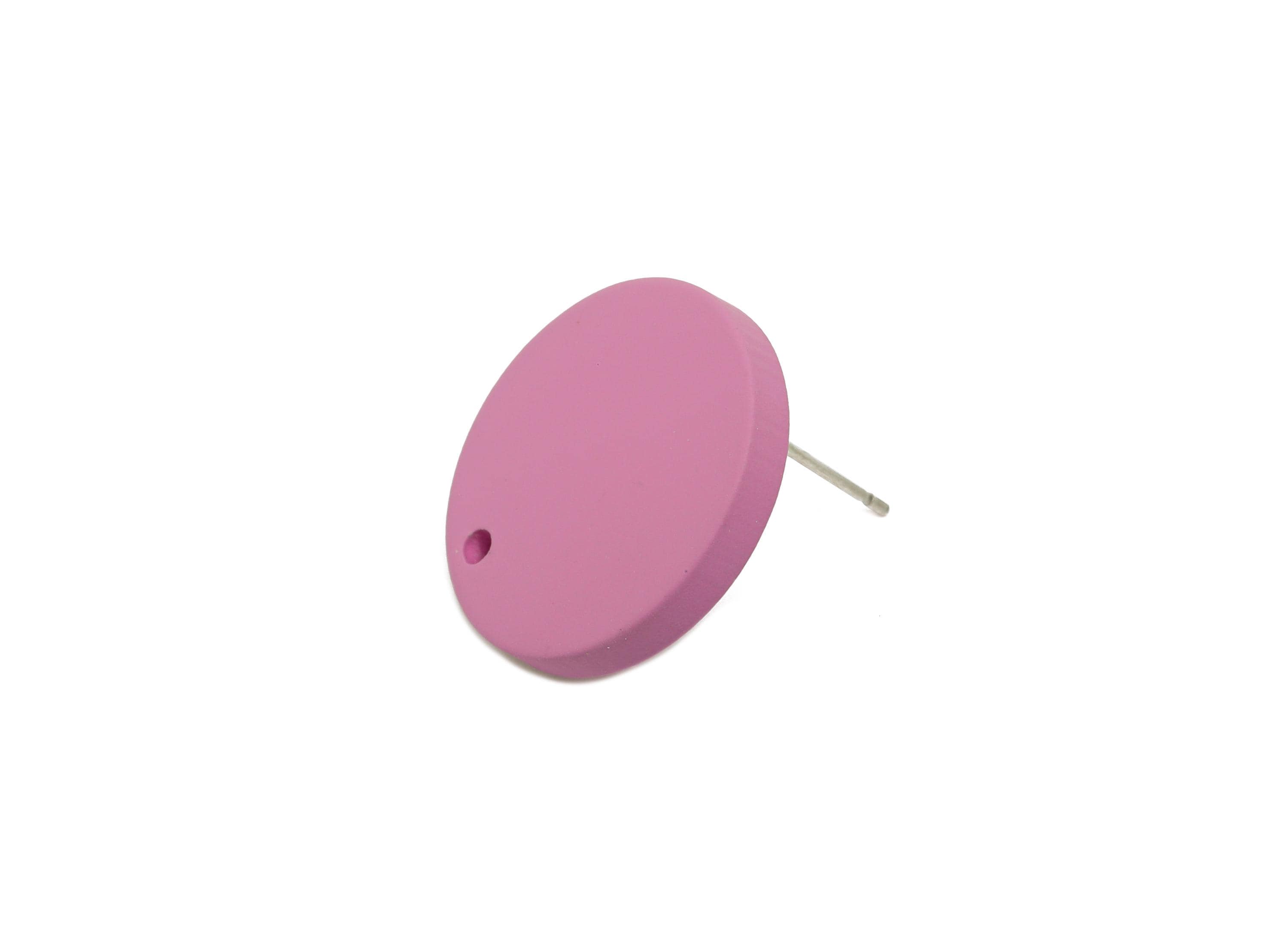 Acrylic Purple Round Earring Stud - Simple Matte DIY Earring Base - Flat Disc Geometry Stud -Color Code: A1060 -19.8x19.8x2.9mm-AC3642-A1060 - DOMEDBAZAAR