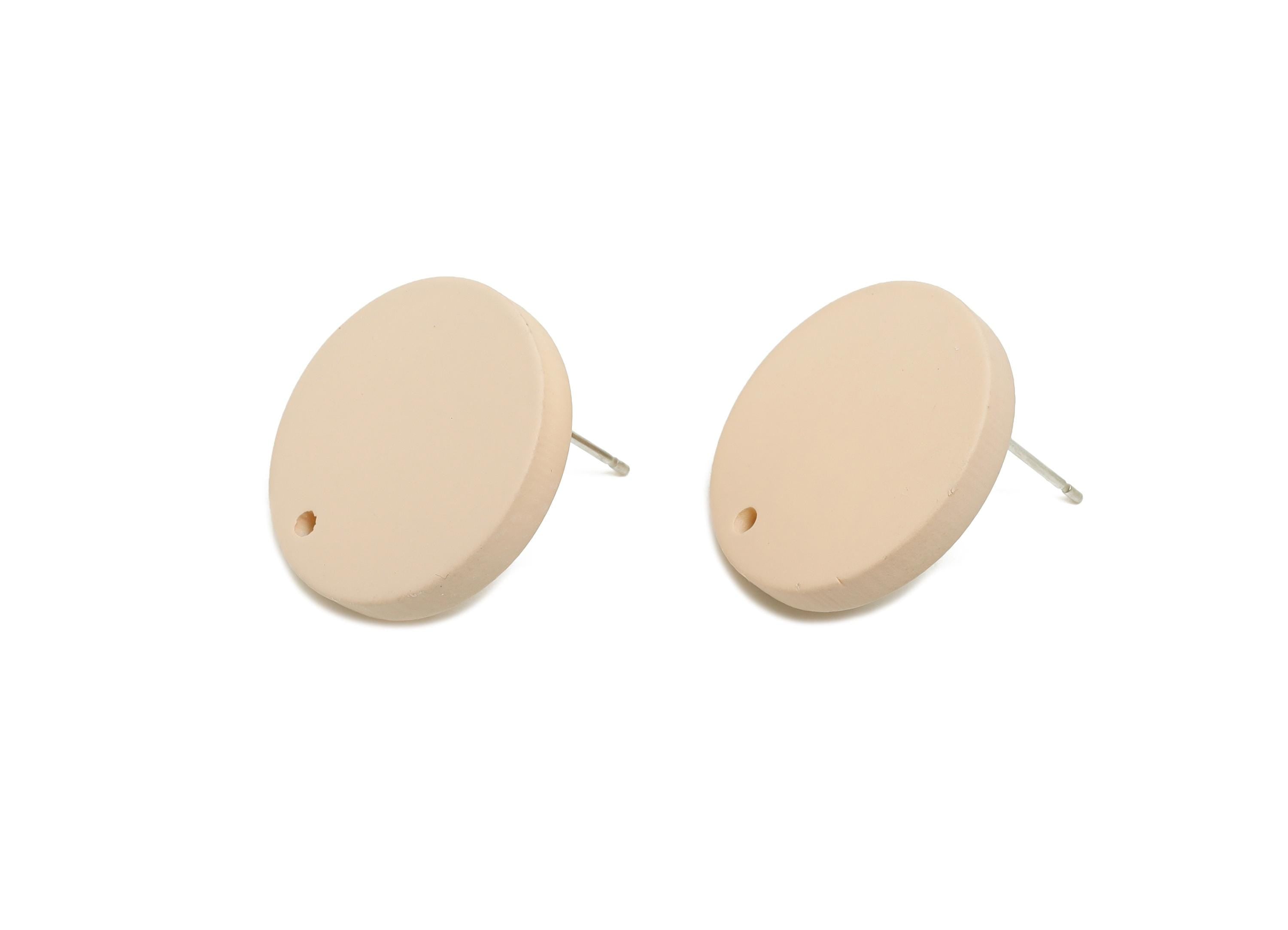 Acrylic Beige Round Earring Stud - Modern Matte DIY Earring Base - Flat Disc Geometry Stud - Color Code: A1062 -19.8x19.8x2.9mm-AC3642-A1062 - DOMEDBAZAAR