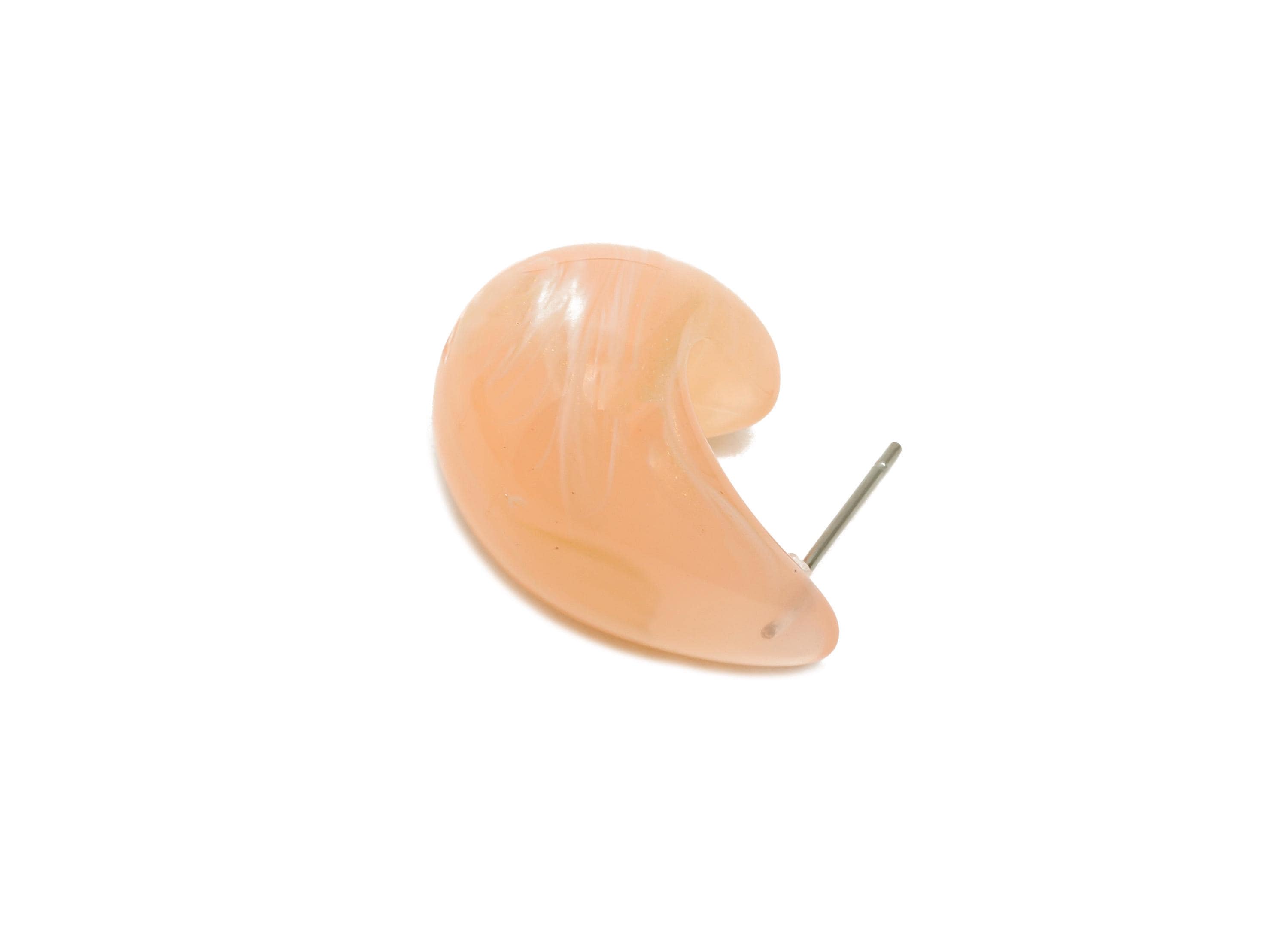 Acrylic Pink Curved Earring Stud - Lightweight Abstract Acrylic Earring - Modern Earring Stud - Soft Color Earring - 22x16x14.97mm - AC3638A - DOMEDBAZAAR
