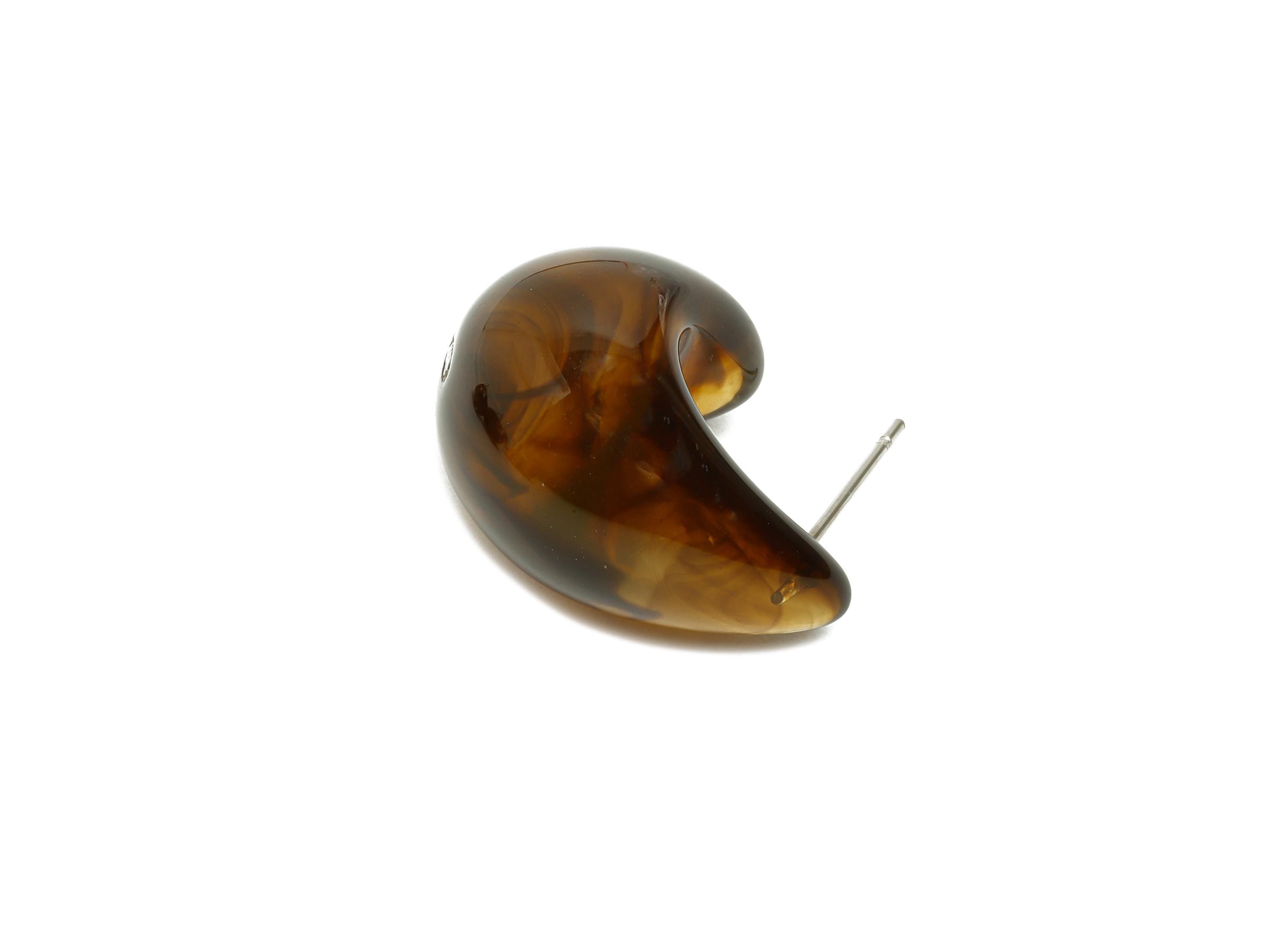 Acrylic Curved Earring Stud - Lightweight Abstract Acrylic Earring - Modern Earring Stud - Acrylic Soft Color Earring - 22x16x14mm - AC3638B - DOMEDBAZAAR