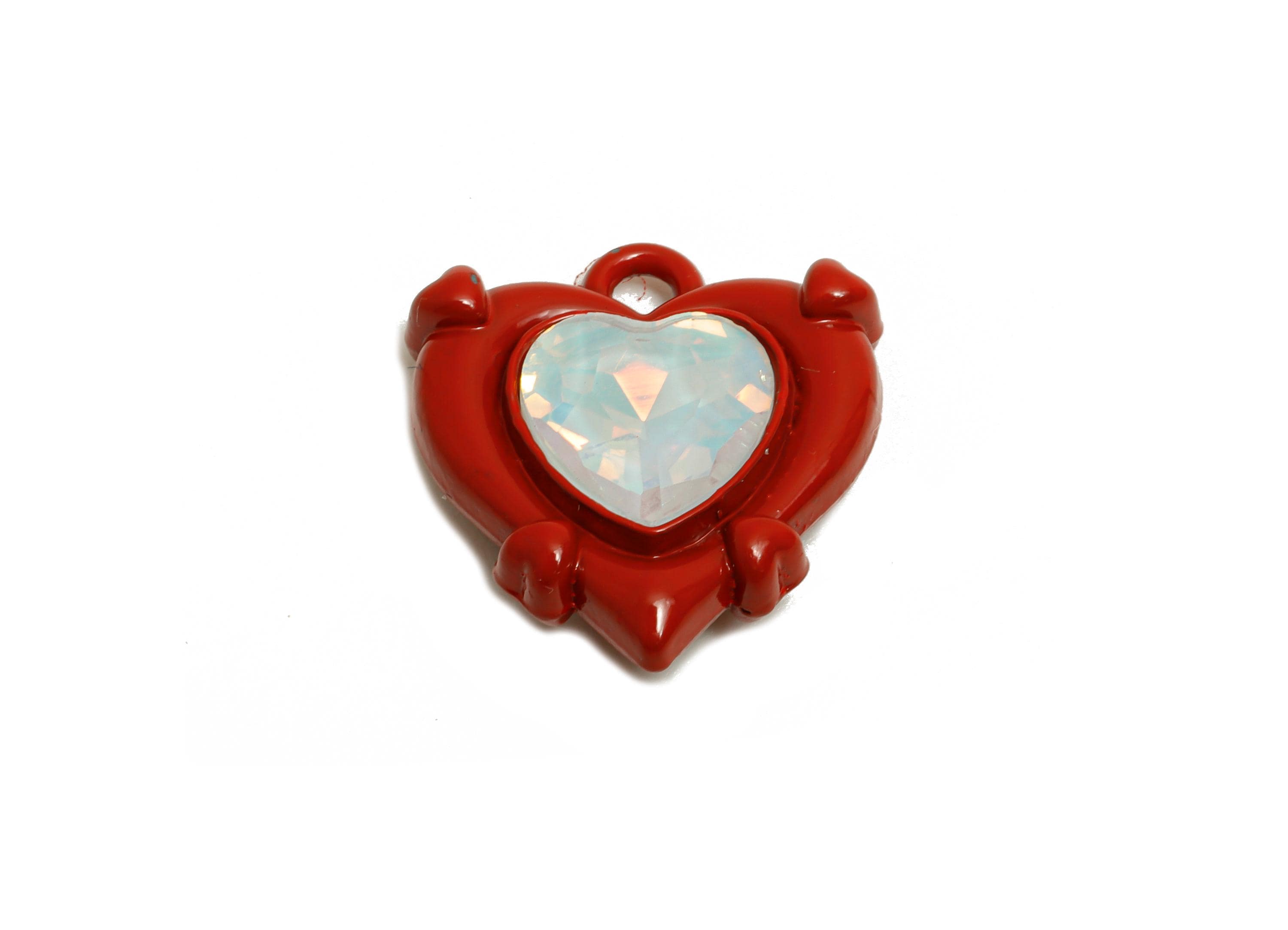Alloy Red Heart Charm - Crystal Gothic Heart Charm - Romantic Jewelry For Necklace - KC Gold Tone Plating - 16x15.37x5.4mm- AC3567A - DOMEDBAZAAR